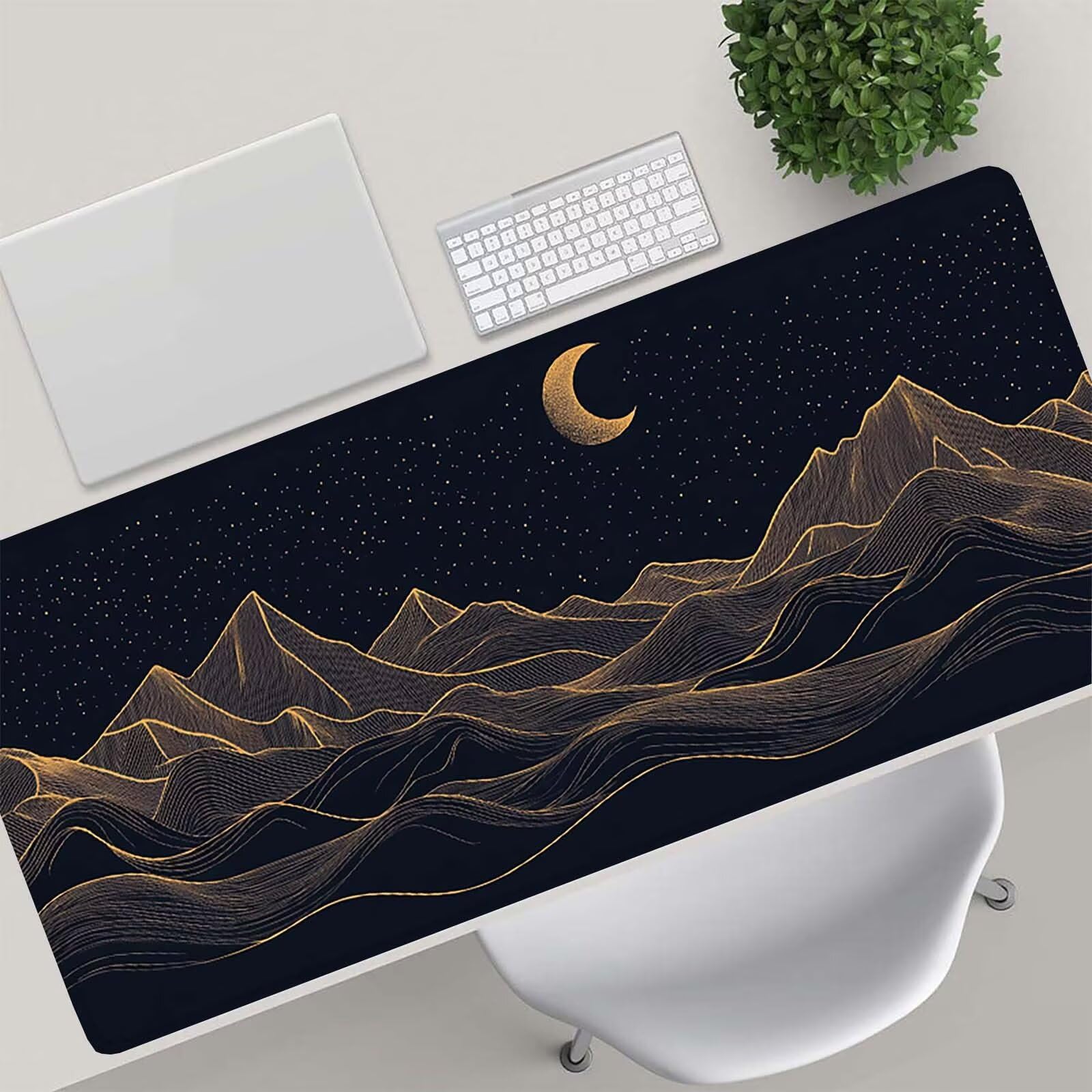 Tappetino Mouse Gaming, 1200x600mm Tappetino Mouse XXL nero 0c0-291 | Mouse Pad Grande, Ottimizzato per i Sensori da Gioco, Migliora Precisione e Velocità, per Mac e PC, luna
