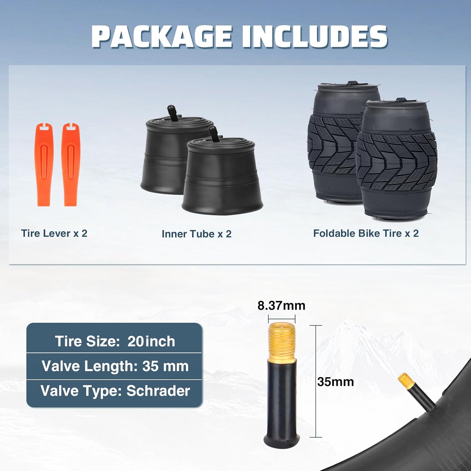 MEGHNA Fat Bike Tire Set 16/20/24/26 x 3.0 inch Electric Bike Tire Fat Tire Heavy Duty High Traction Street Tire Replacement All-Terrain Tire with Inner Tube, Tire Lever for E-Bike Fat Bike