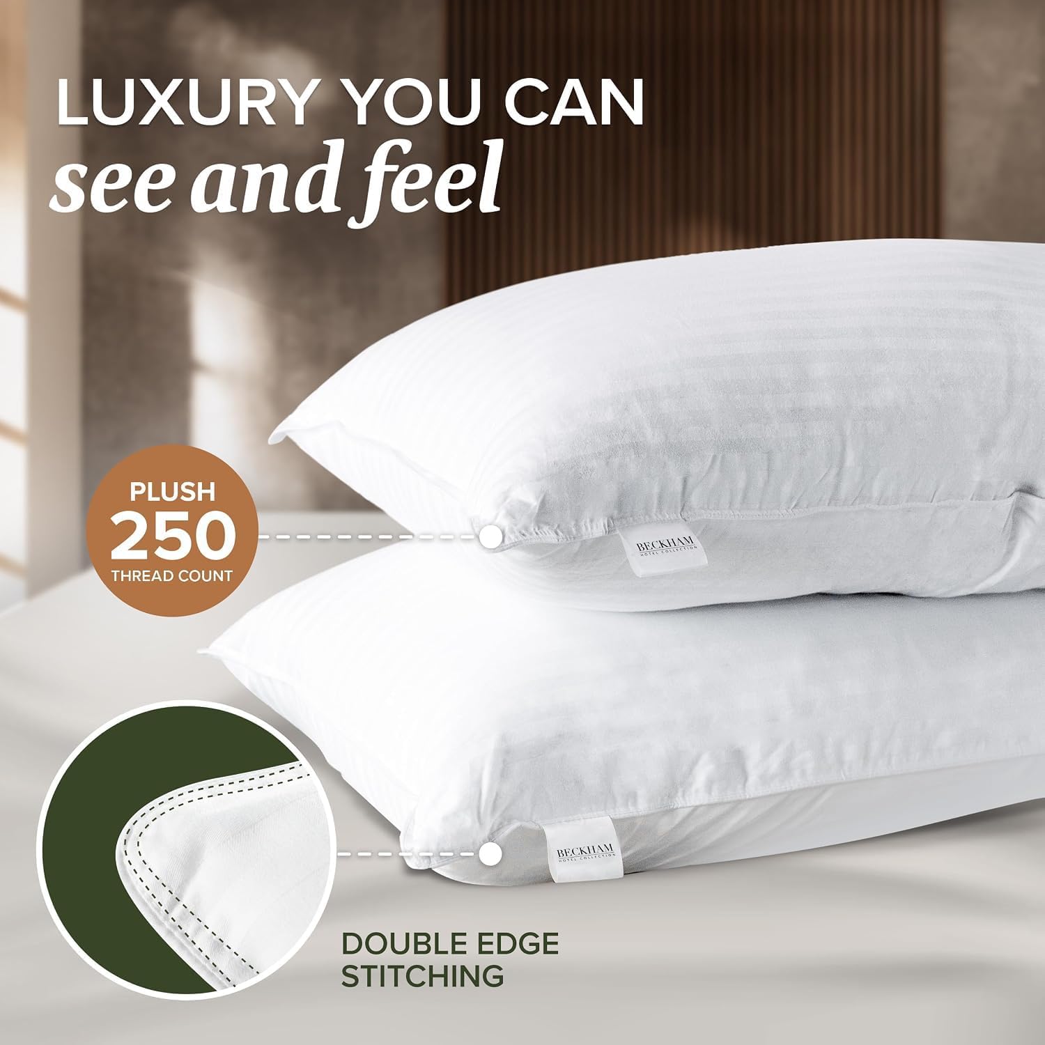 Beckham Hotel Collection 2 Pack 100% Cotton Pillow Protectors - Queen Size