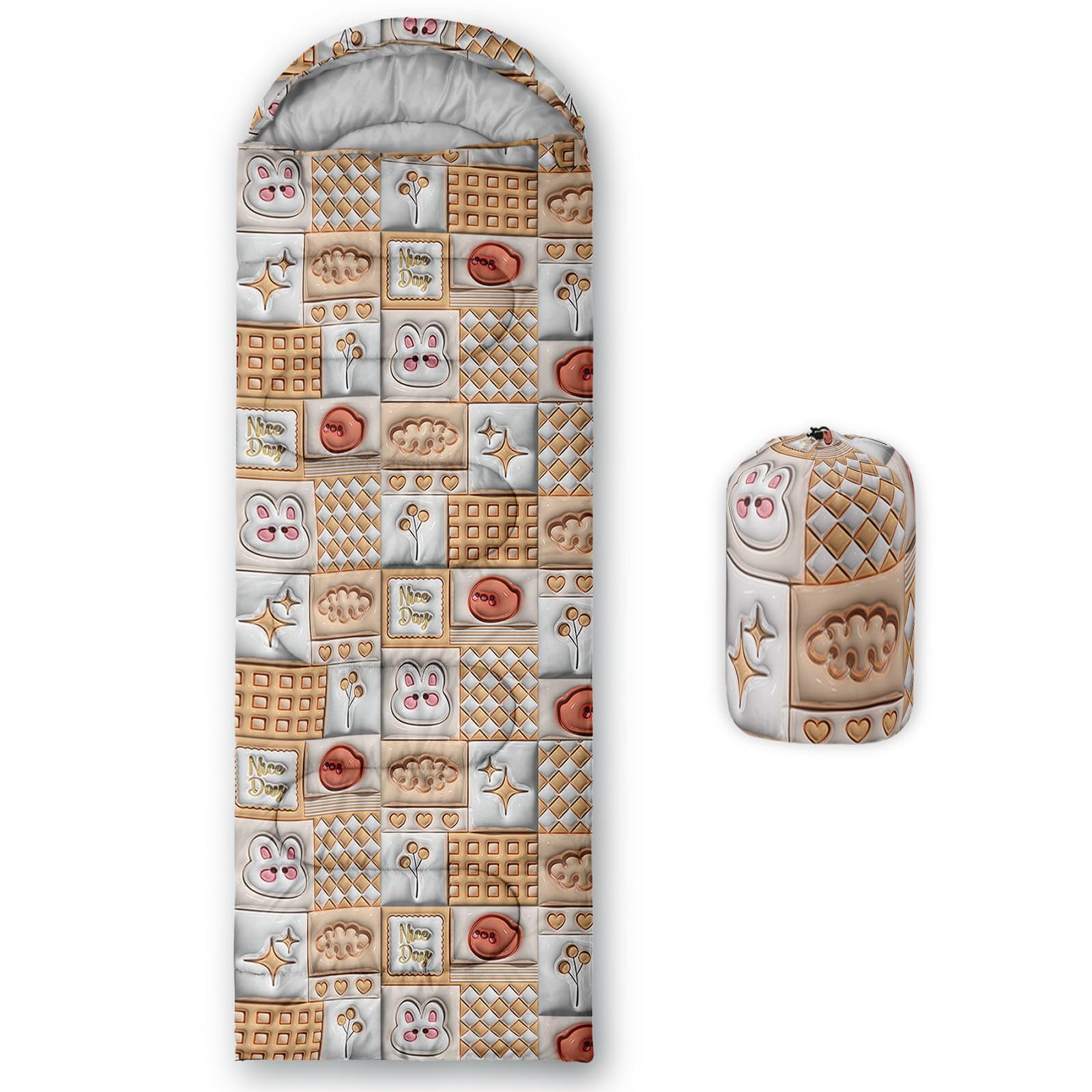 Smell Sunshine Kids Sleeping Bag for Boys Girls,3D Stereo Rabbit Print-Lightweight Warm Portable Outdoor Indoor-Waterproof Cold Weather Resistant Sleeping Bag for Camping Hiking(Rabbit)