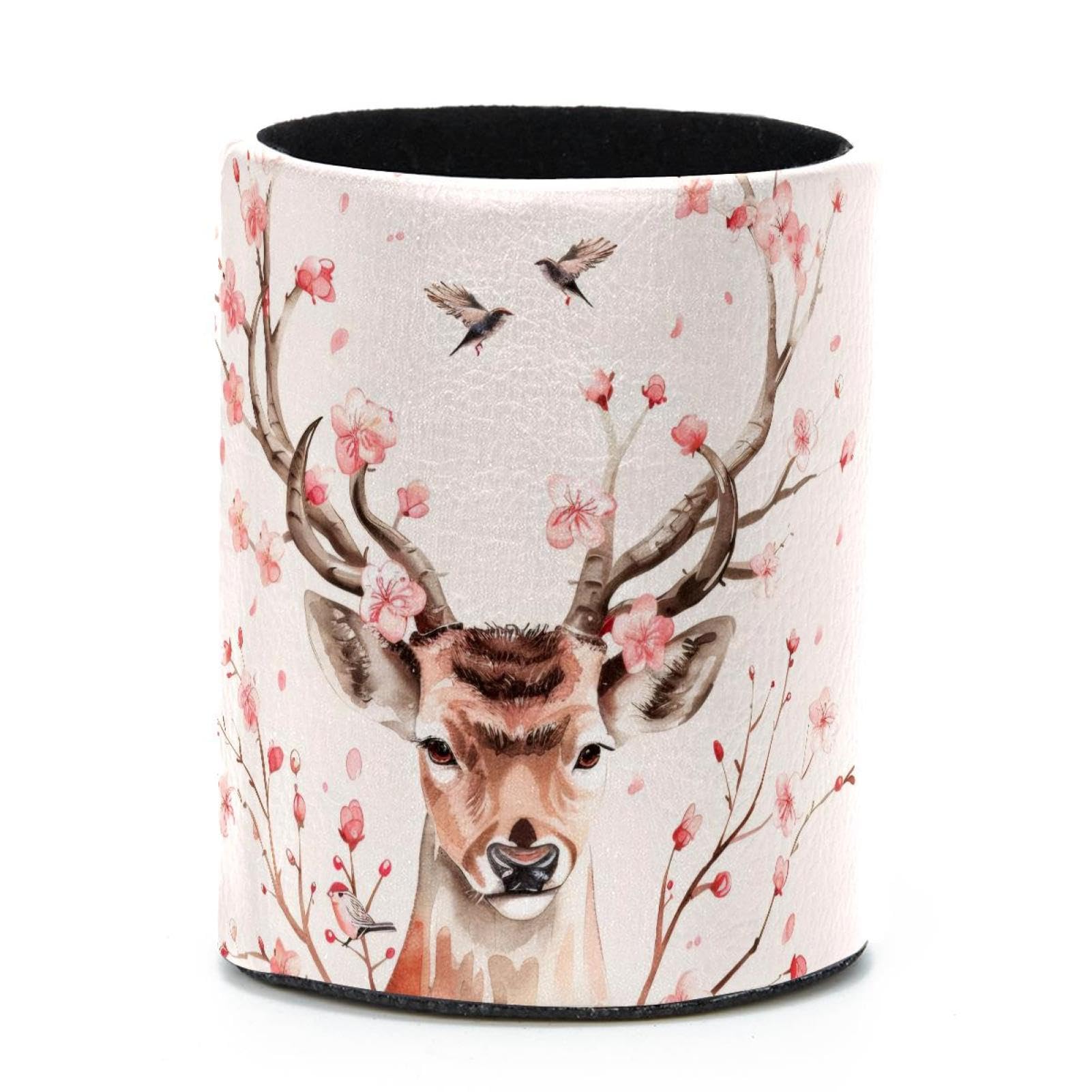 VAPOKF Round Pencil Holders for Desk, Watercolor Deer Pen Holders Pen Pot Makeup Brushes Storage Desktop Stationery Supplies Organiser for Home Office