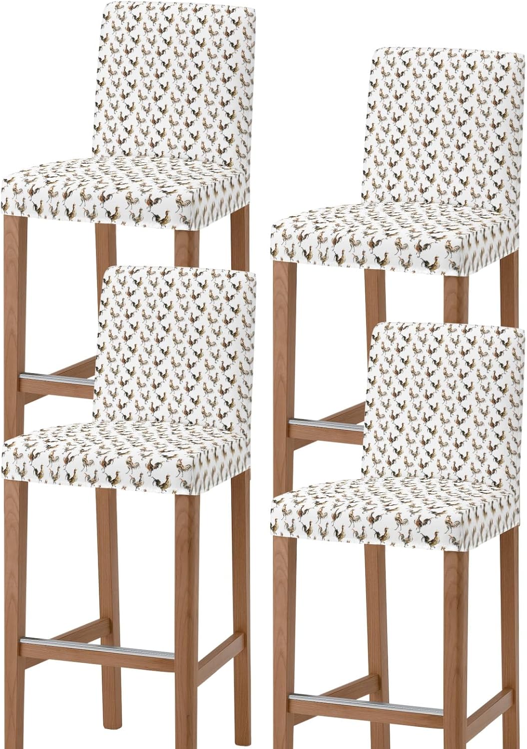 PIEPLE Farmhouse Rooster Bar Stool Cover Set of 4, Stretch
