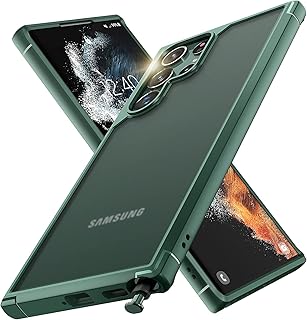 TOCOL for Samsung Galaxy S22 Ultra Case, Translucent Matte Hard Back [Military Grade Shockproof] [Anti-Scratch & Anti-Fingerprint] Slim Fit Protective Cover for Galaxy S22 Ultra Case 6.8'',Green