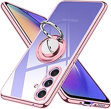 Galaxy A54 5G Case Ring Galaxy a54 SC-53D SCG21 Cover Smartphone Case Clear TPU Transparent Shockproof Stand Function Car Mount Compatible Strap Hole Samsung A54 Case Rose Gold