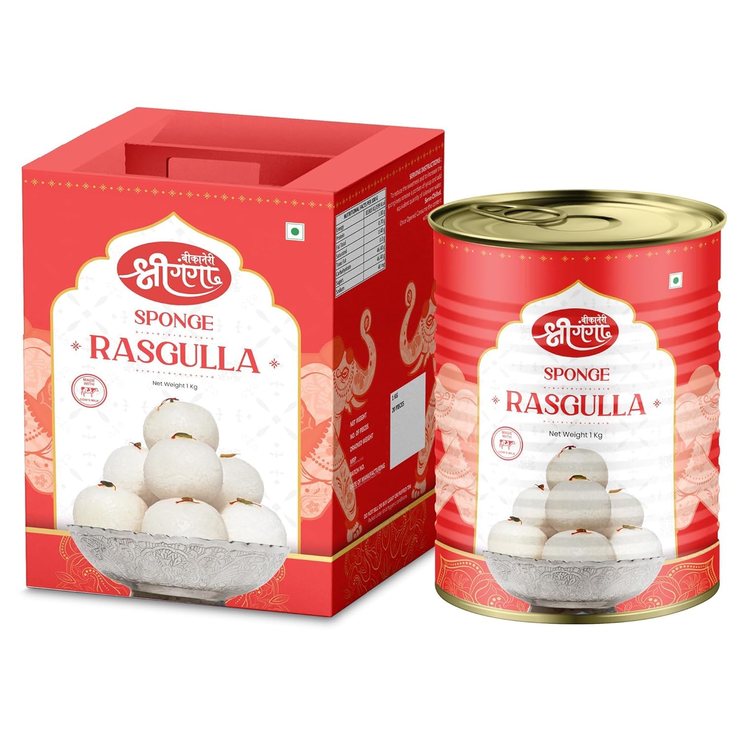 Bikaneri Shree Ganga Spongy Rasgulla, 1Kg Tin, Traditional Bikaneri Sweet, Bikaneri Mithai, Shahi Sweet Delicacy, 20 Pieces (B0DBFBH3KW) Amazon Price History, Amazon Price Tracker