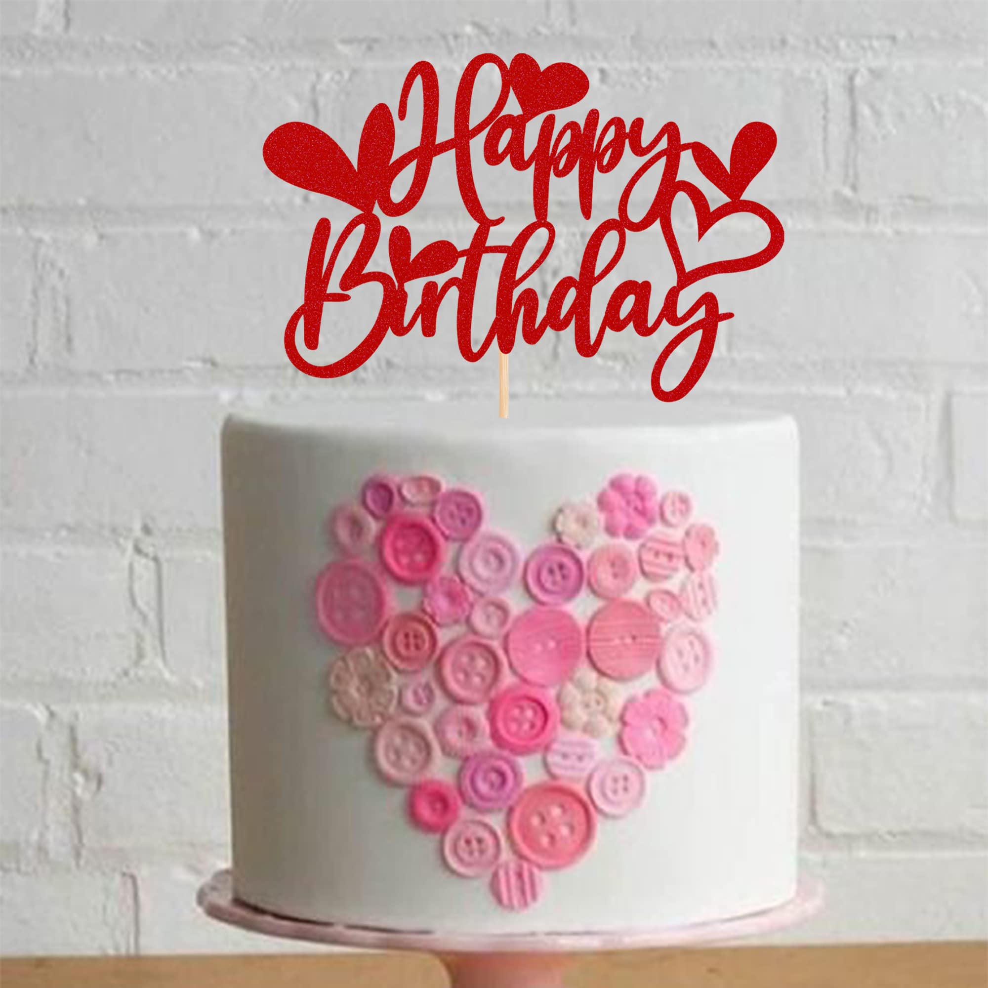 Happy Valentine's Day - 36 decorazioni per torte con brillantini, per cupcake, per San Valentino, matrimonio, doccia, compleanno, feste, torte, colore rosso