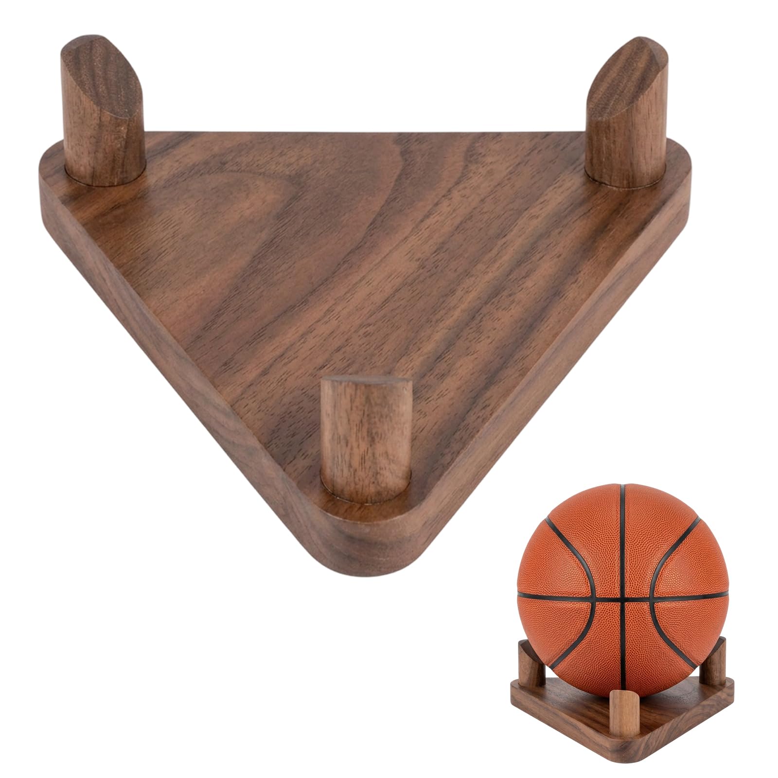 EujRcf Football Stand, Ball Stand and Rugby Ball Stand, Elegant Wooden Football Display Stand, Ball Holder for Football Display, Versatile Ball for Volleyball Rugby Basketball Golf