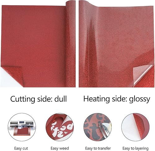 Miniatura 10 de guangyintong Rollos de vinilo de transferencia de calor con purpurina dorada, vinilo dorado para planchar de 12 pulgadas x 5 pies para camisetas,