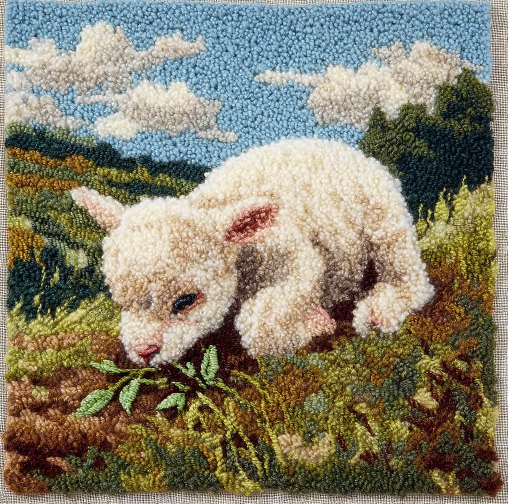 Kitquiver Latch Hook Rug Kits for Adults Sheep DIY Latch Hook Cushion Cross-Stitch Embroidery Cushion Cover for Home Sofa Decoration 17X17 in.