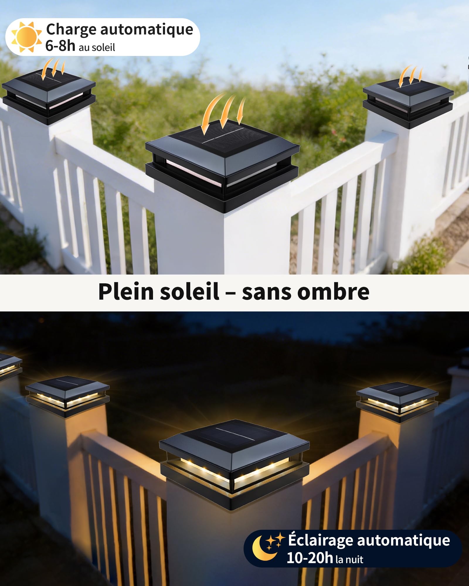 BRIMAX Lampe Solaire Poteau 9x9 / 10x10 / 12x12 cm 3000K/6000K IP65