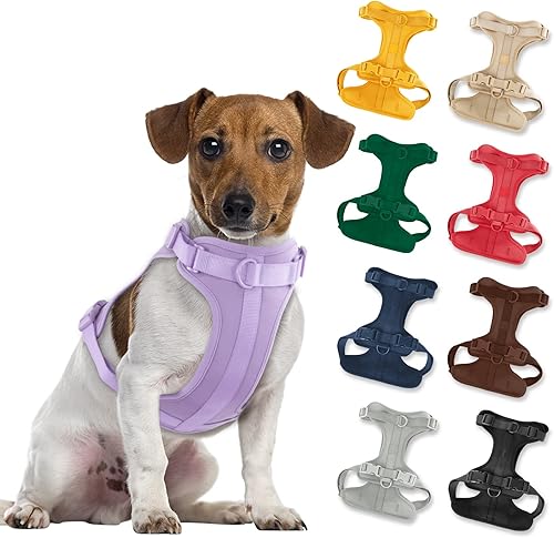 Arnés ligero para perro sin tirones: arnés ajustable y duradero de malla transpirable con cojín suave y cómodo, para perros pequeños, medianos y