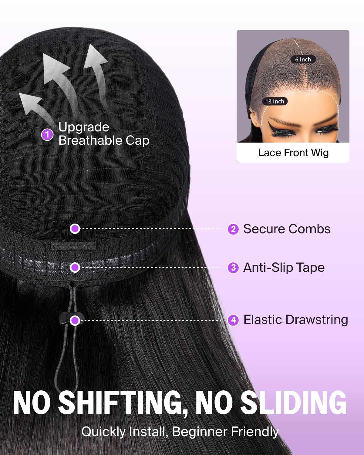 MEGALOOK 13x6 HD Lace Front Wig Human Hair Upgraded Ear-To-Ear Frontal Glueless Wigs Peluca Cabello Humano 12A Pre Plucked Pre-Bleached Pre-Cut Straight Drawstring Wig with Ear Tapes 22 Inch