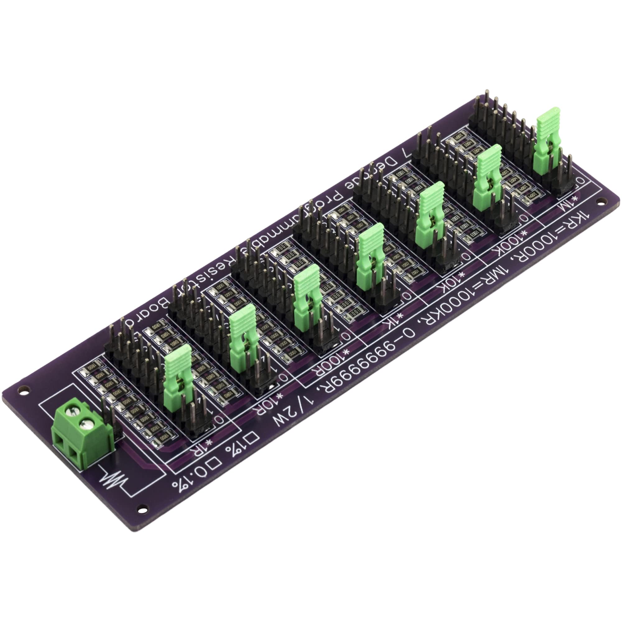 1R - 9999999R Seven Decade Programmable Resistor Board, Step 1R, 1%, 1/2 Watt. A