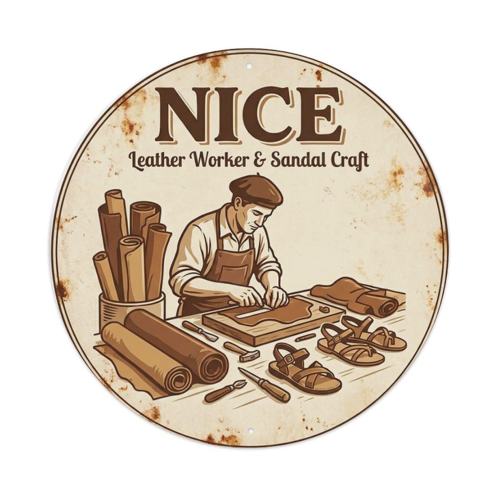 Olhnbad Style Leather Worker Sandal Craft Nice Culture Travel Classic Metal Tin Sign