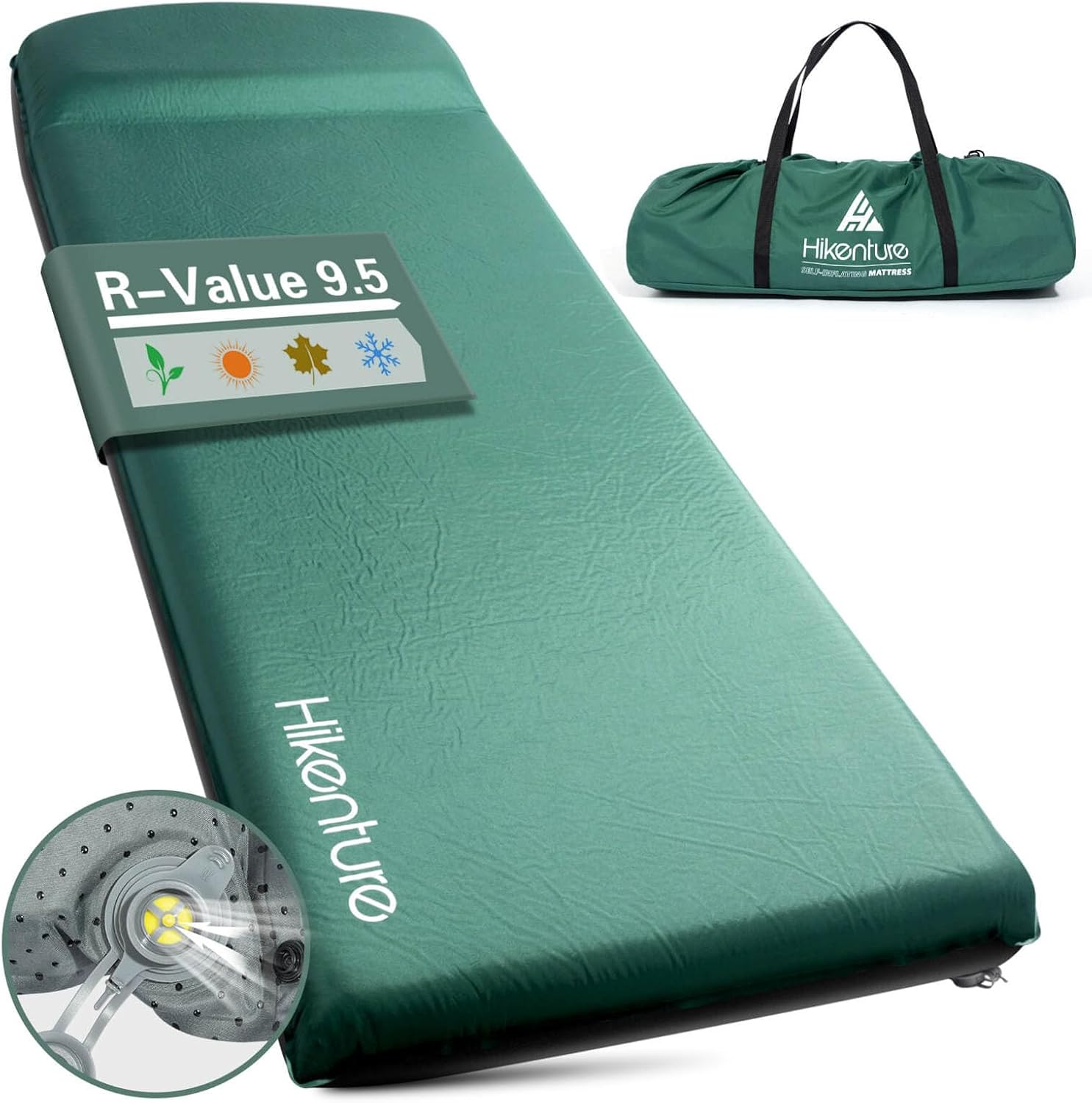 Hikenture Self Inflating Sleeping Pad for Camping, 3'' Ultra Thick Camping Mattress with Pillow