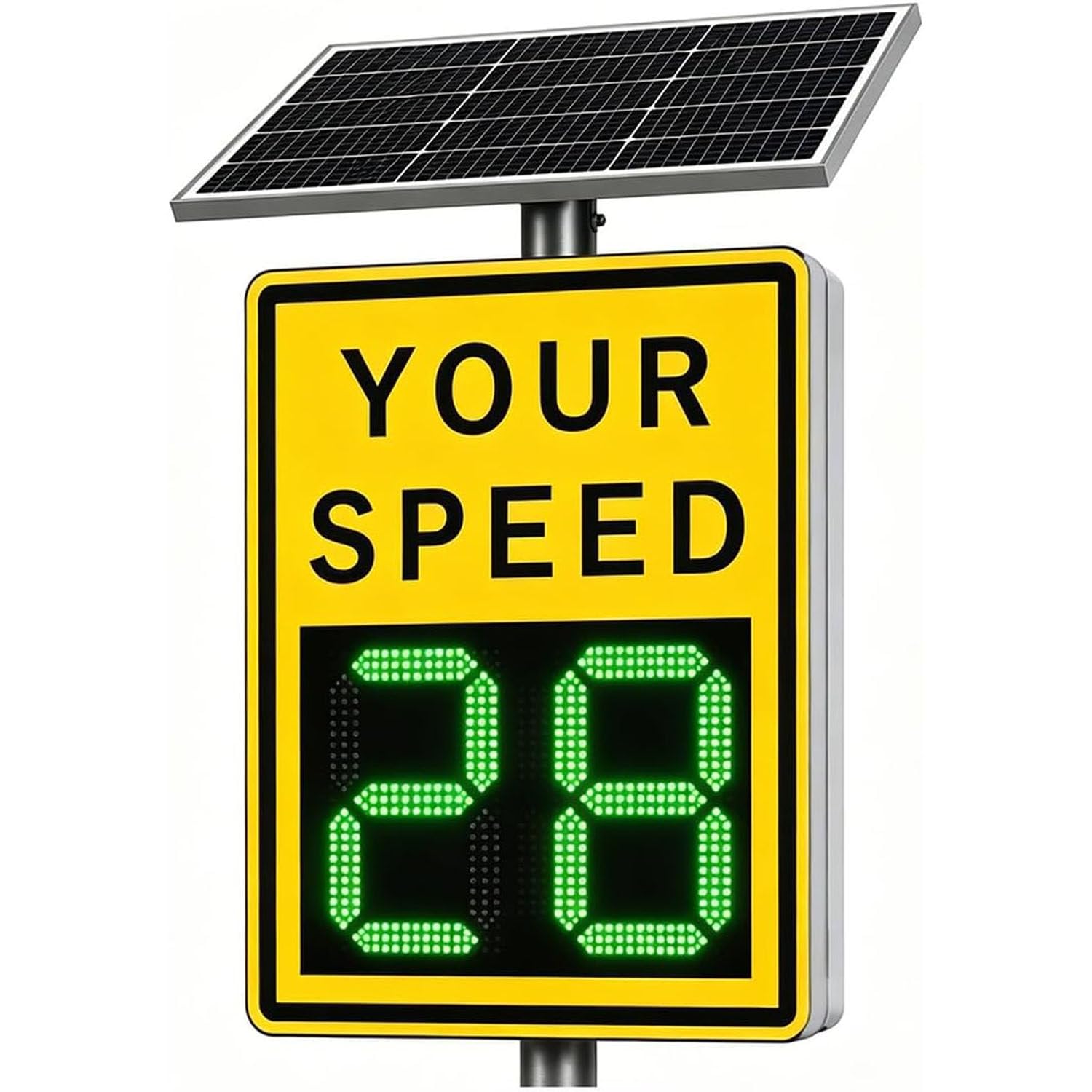 GLBMXDD Solar Powered Speed Limit Radar Sign, 20"x27"/24"x35" Road/Street Traffic Safety Signage, Digital Speed Detector for highways, tunnel entrances Yellow-50 * 70CM