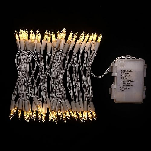 Miniatura 2 de MULTI-SPARKING Luces de Navidad que funcionan con pilas, paquete de 2 mini tiras de 50 luces LED de color blanco cálido para árbol pequeño, corona,