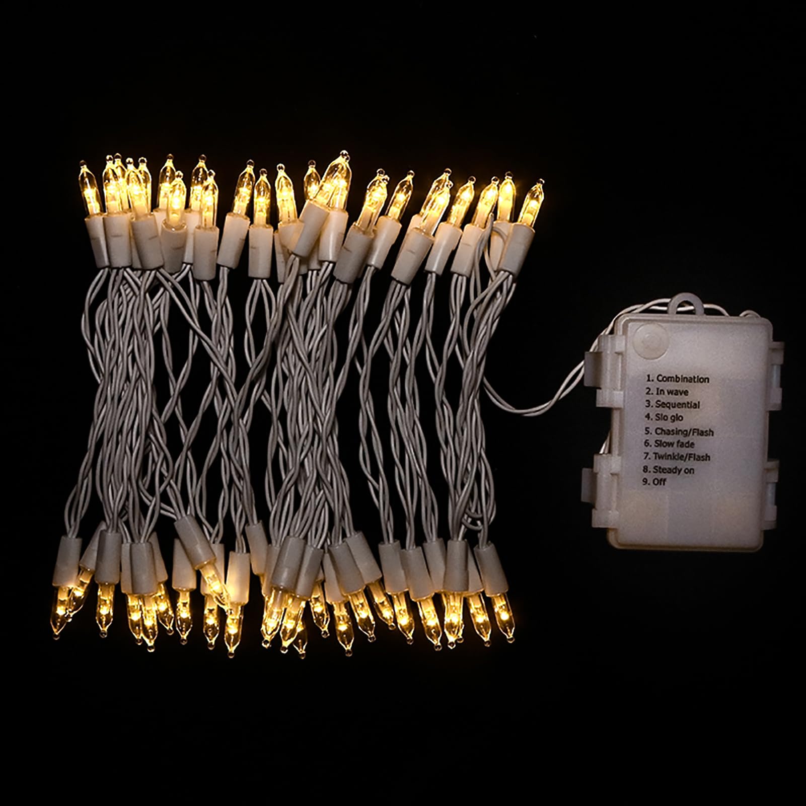 MULTI-SPARKING Lot de 2 guirlandes lumineuses de Noël à piles avec 50 LED blanc chaud pour petit arbre, couronne, artisanat, décoration d'intérieur/extérieur, 8 modes et fonction mémoire, fil blanc 5