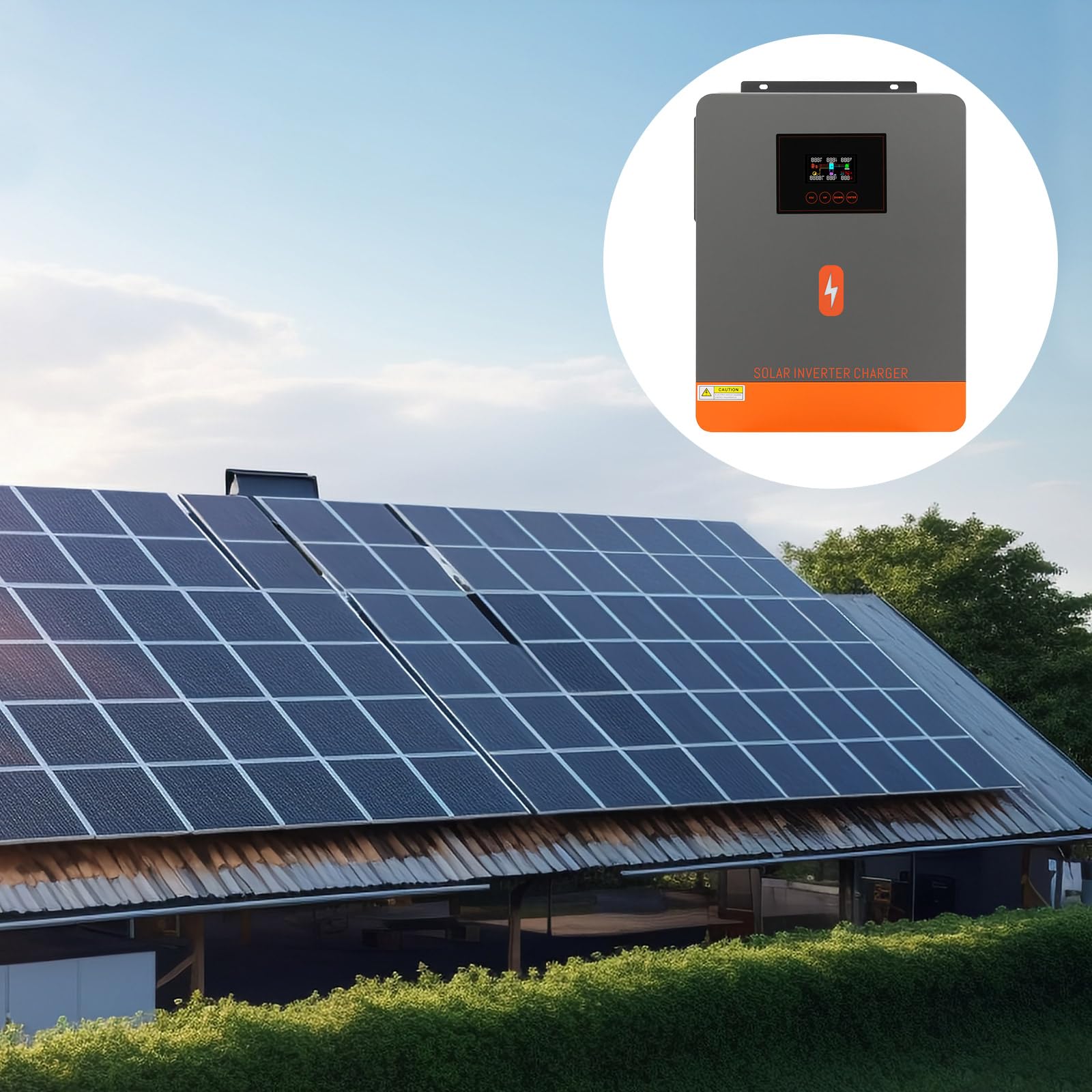 Inversor solar híbrido de 4200 W, independiente de la red, inversor de onda sinusoidal pura CC 24 V a CA 230 V con regulador solar MPPT para baterías de plomo/litio