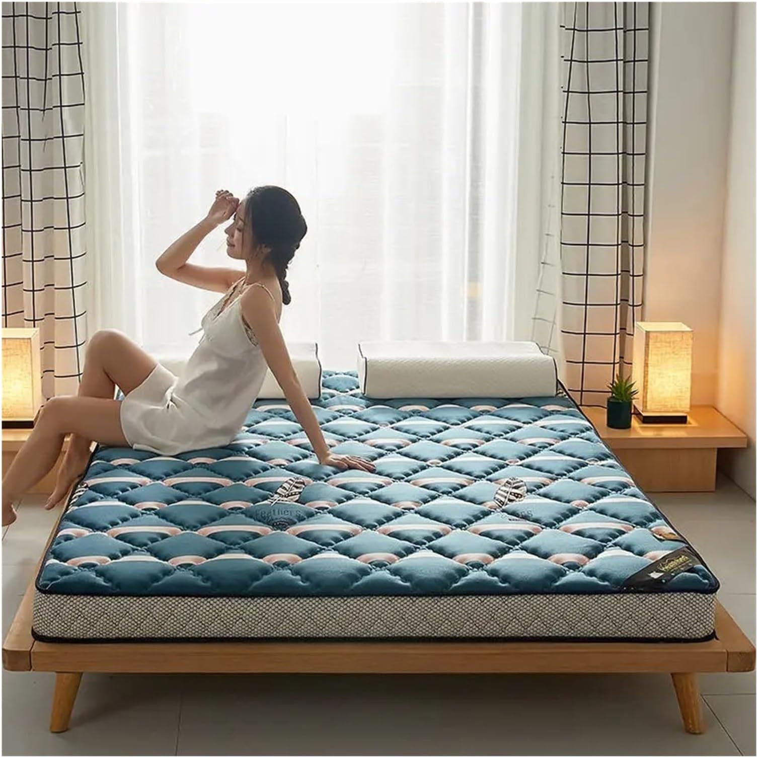 Coconut Coir Mattress Topper - 5cm Firm and Quiet Japanese Floor Mattress for Adults Orthopedic Foldable Mat Ideal for Guest Room and Extra Comfort