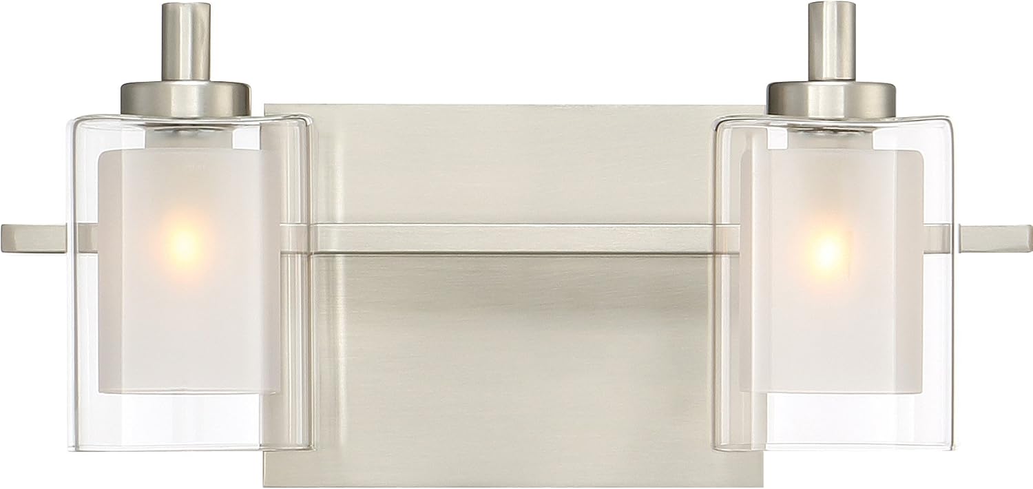 Amazing 🔥 Quoizel KLT8602BNLED Kolt Modern Vanity Bath Lighting, 2-Light, LED 9 Watts, Brushed Nickel (6 H x 13 W)