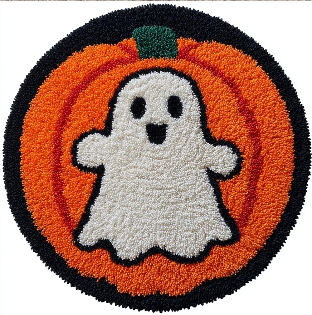 kitphoenix Round Rug Making Kit Halloween Ghost Pumpkin