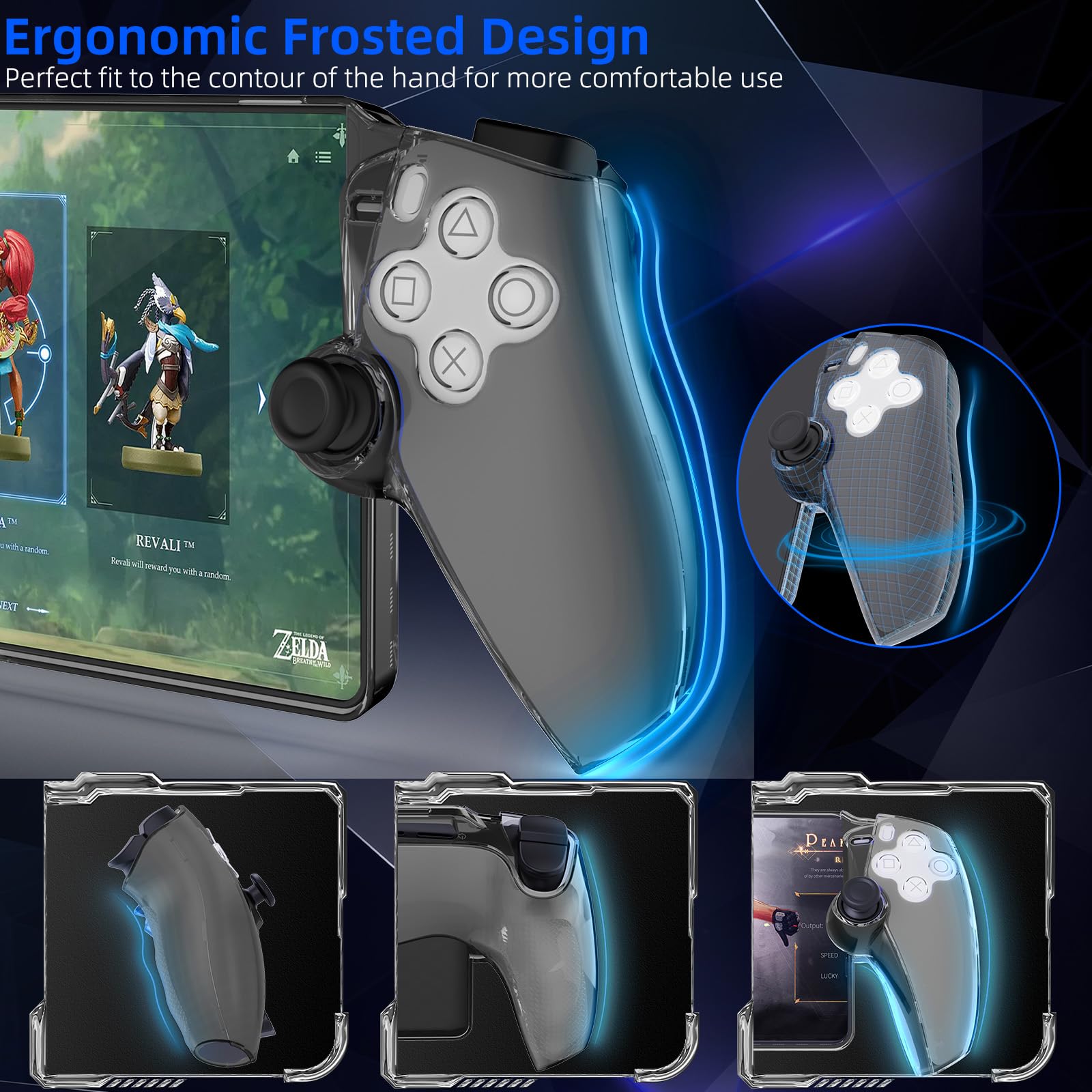 HEYSTOP Carcasa Compatible con Playstation Portal, Funda a Prueba de Polvo para Playstation Portal, Accesorio PS5 Portal, contra Caídas y Arañazos, Protección Carcasa de Joystick (Negro Transparente)