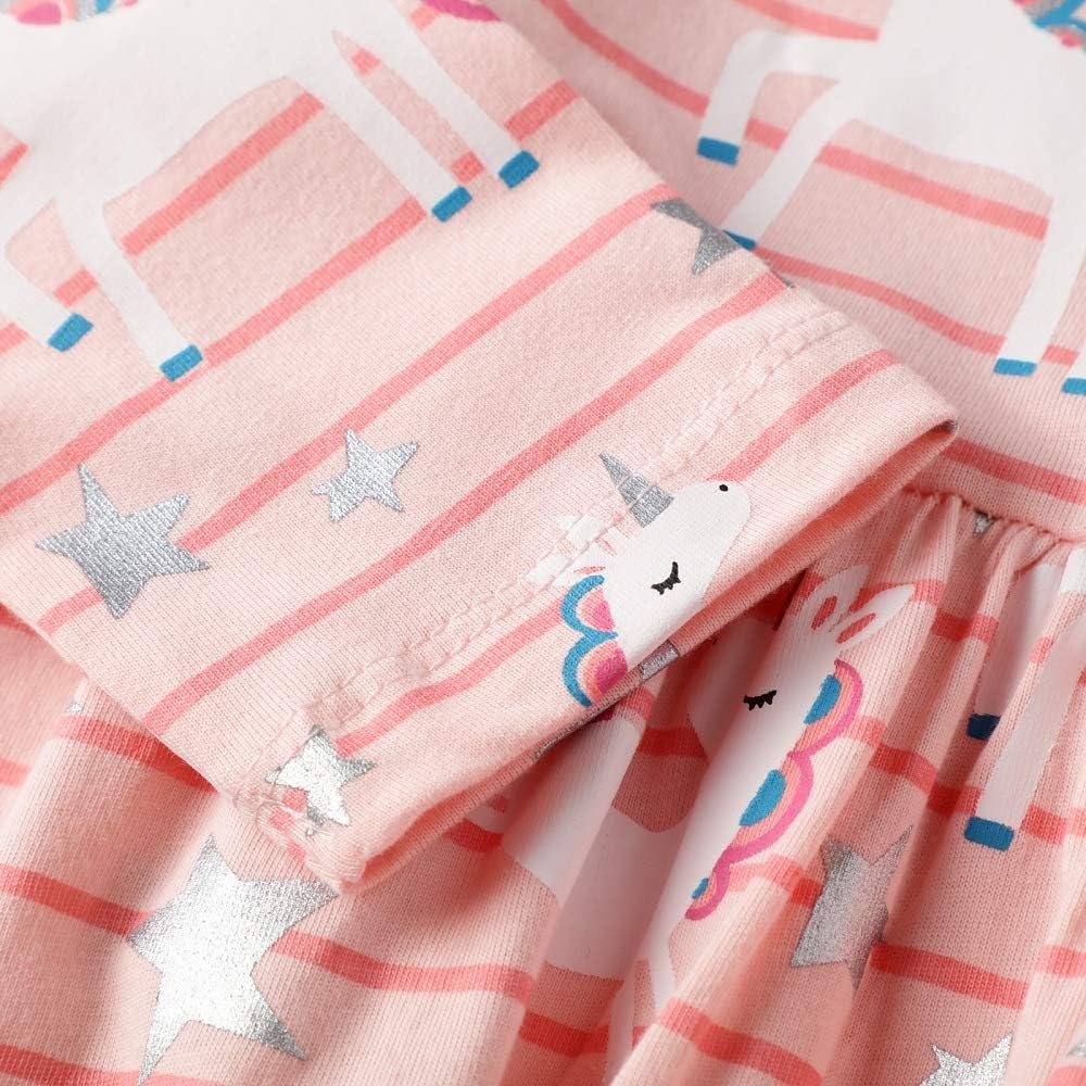 Hongshilian Girls Cartoon Dress Applique Party Dresses Casual Jersey Cotton Long-Sleeved - Image 5