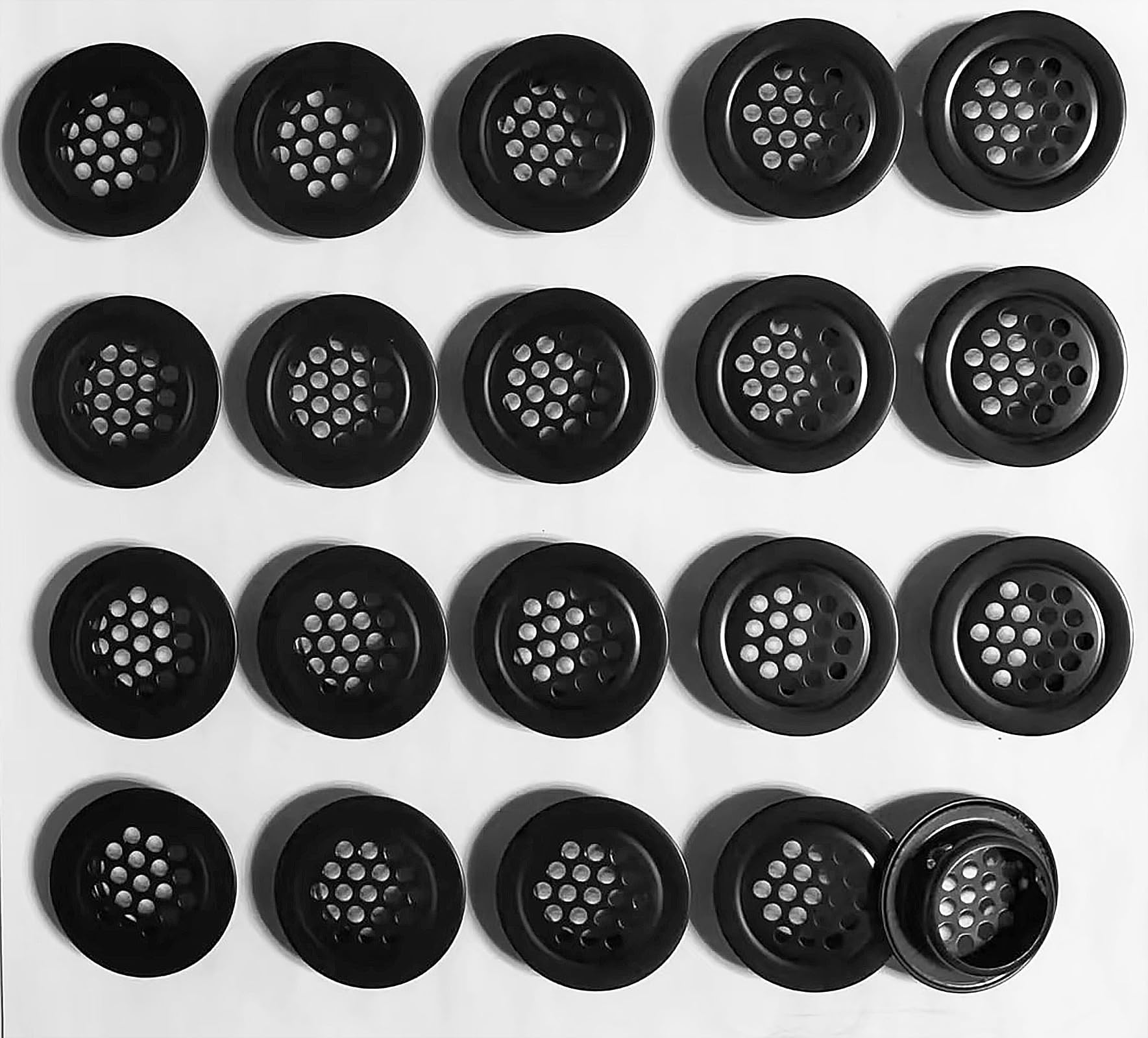 Nidetion Black Soffit Vents 3/4”/19Mm Stainless Steel Circular Round Mesh Hole Air Vents For Kitchen Bathroom Cabinet Wardrobe (Flat, 20Pcs)