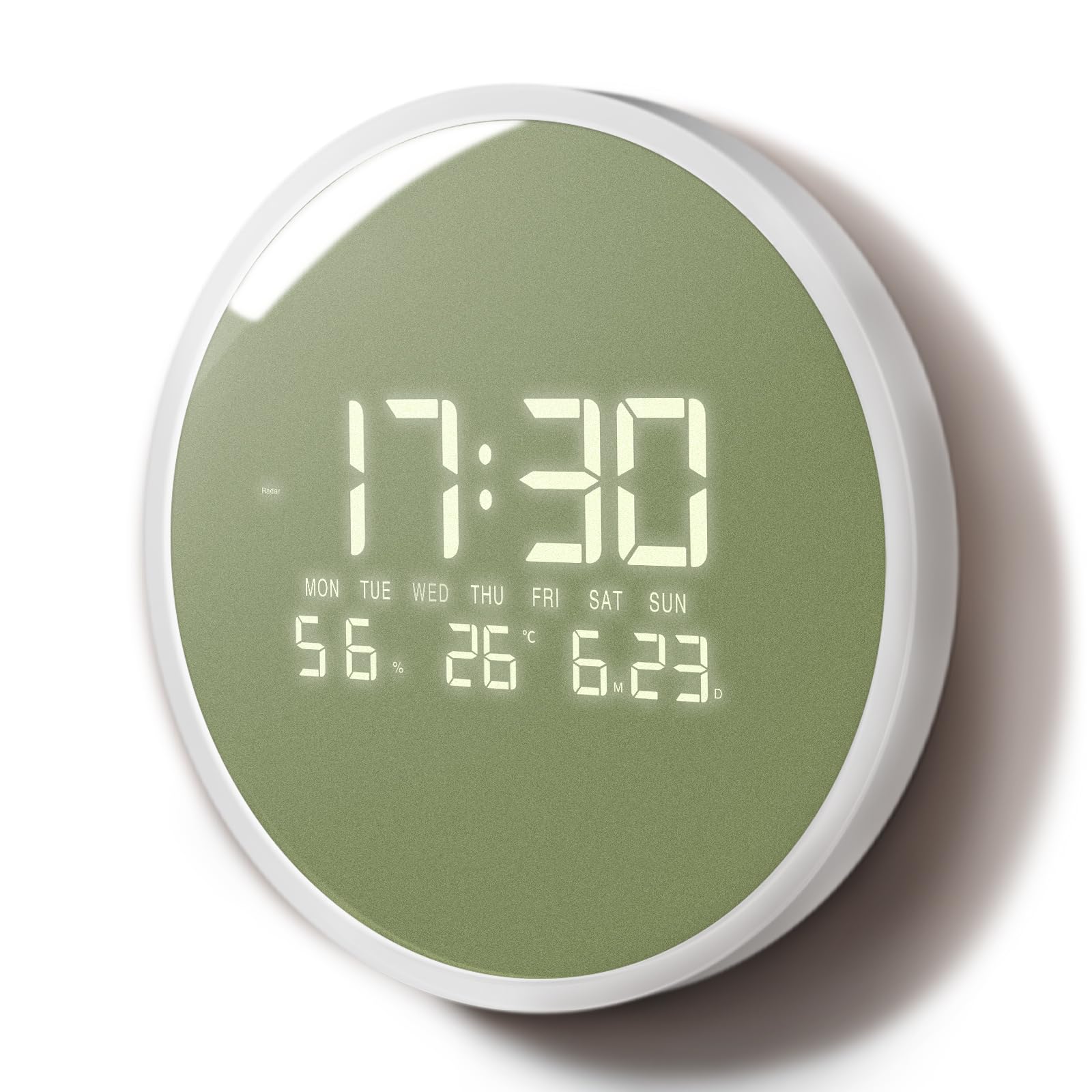 Horloge murale numérique LED verte pour cuisine moderne et pièce à vivre