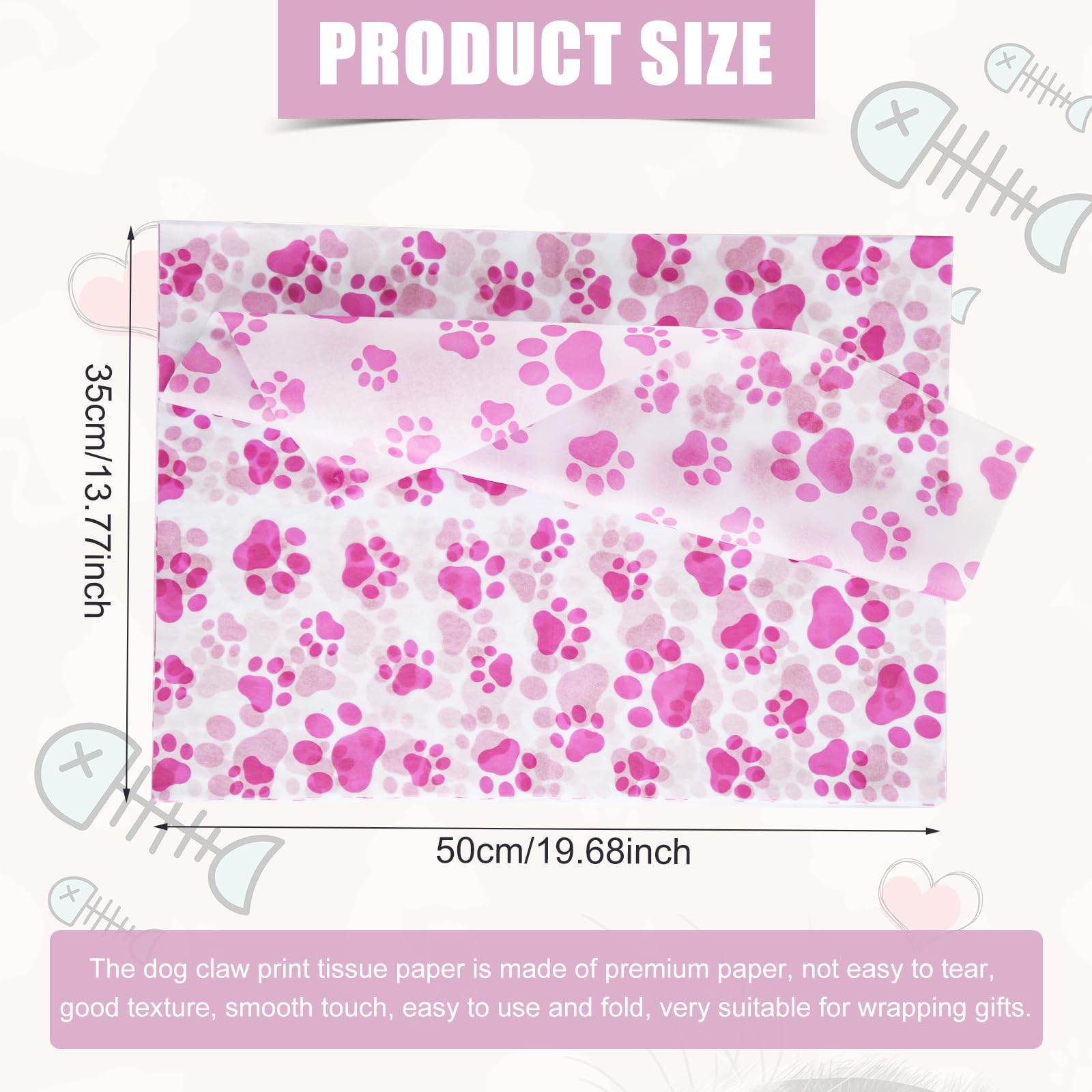 30x Hundepfoten Geschenkpapier - Süßes Seidenpapier Mit Pfotenabdruck Für Geschenke