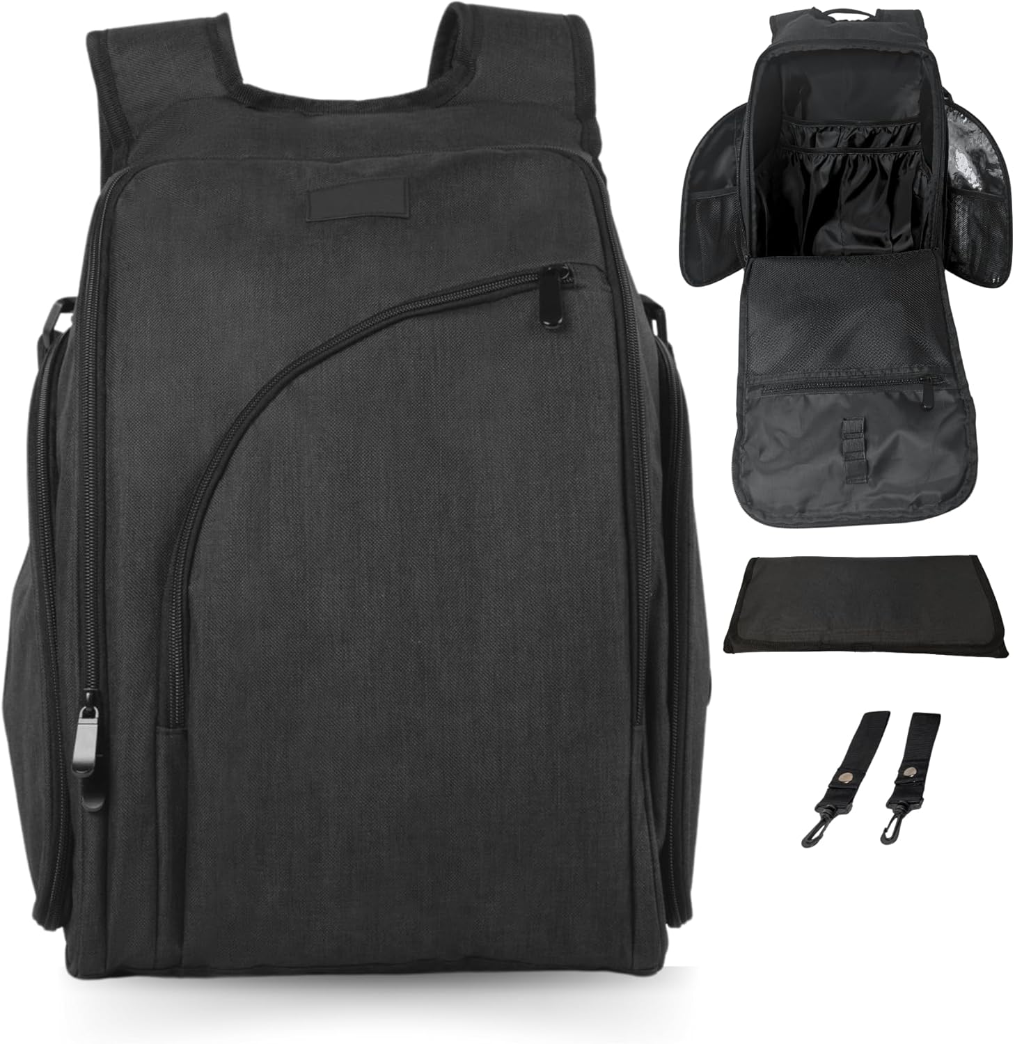 JOHAR Diaper Backpack - Spacious, Waterproof with Changing Pad, Insulated Pockets, Anti-Theft Pocket - Black