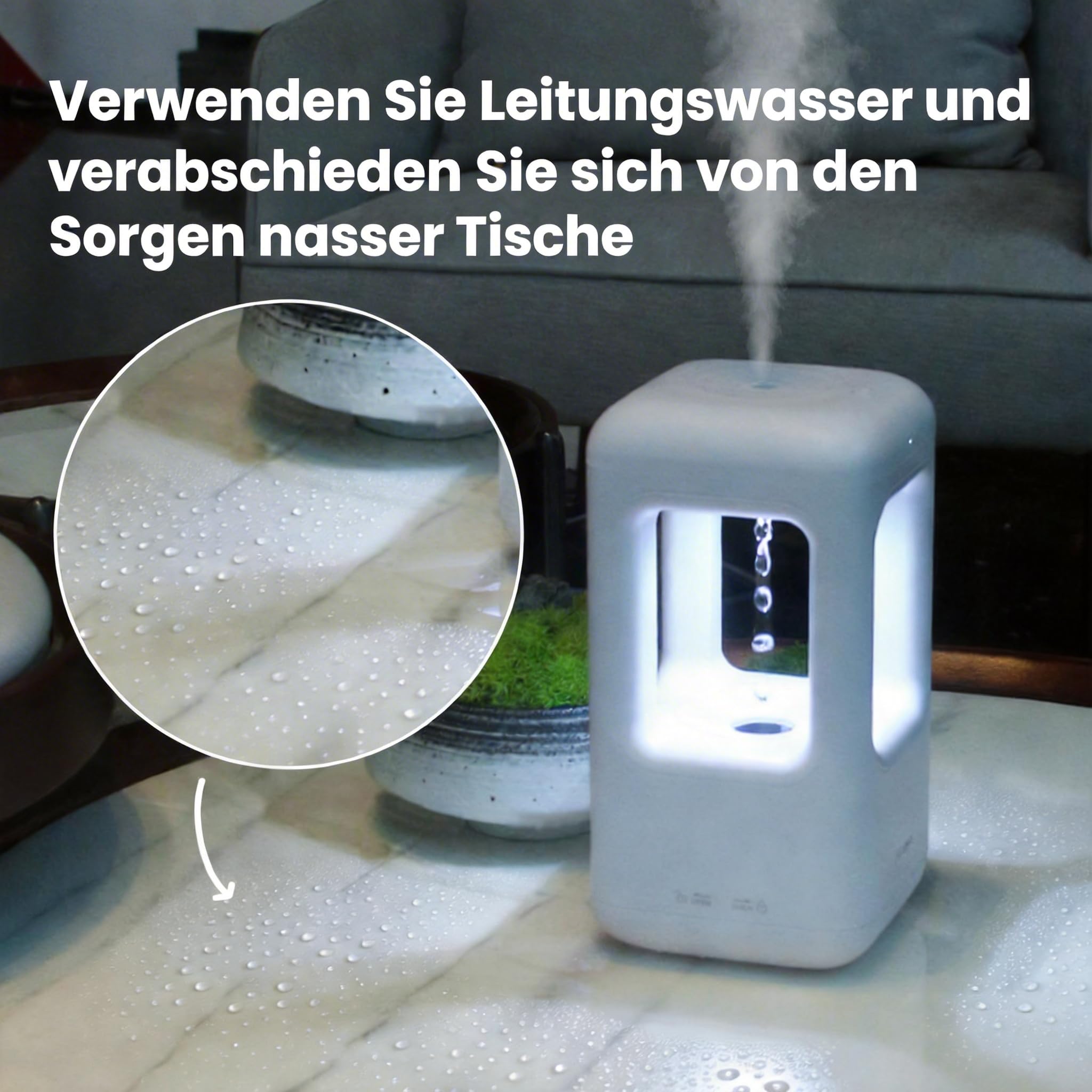 Ultraschall Luftbefeuchter Weiß, Flüsterleise Kaltnebel mit Abschaltautomatik, Red Dot Design Award 2023, Luftbefeuchter für Schlafzimmer, Babyzimmer, Büro & Pflanzen