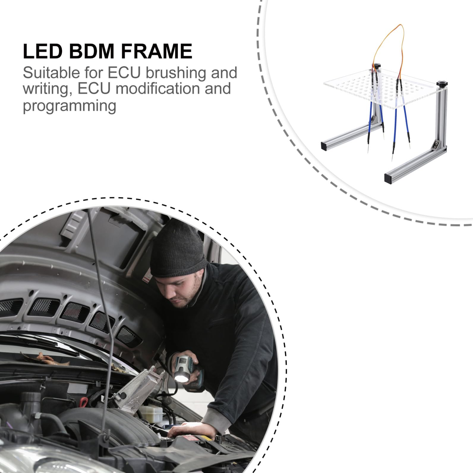 Cabilock Outil D'aluminium Installation Facile et Acrylique Programmation de 4 Cadre LED Professionnel avec Stylos Sondes, Alliage Test pour ECU pour Calculateur Automobile