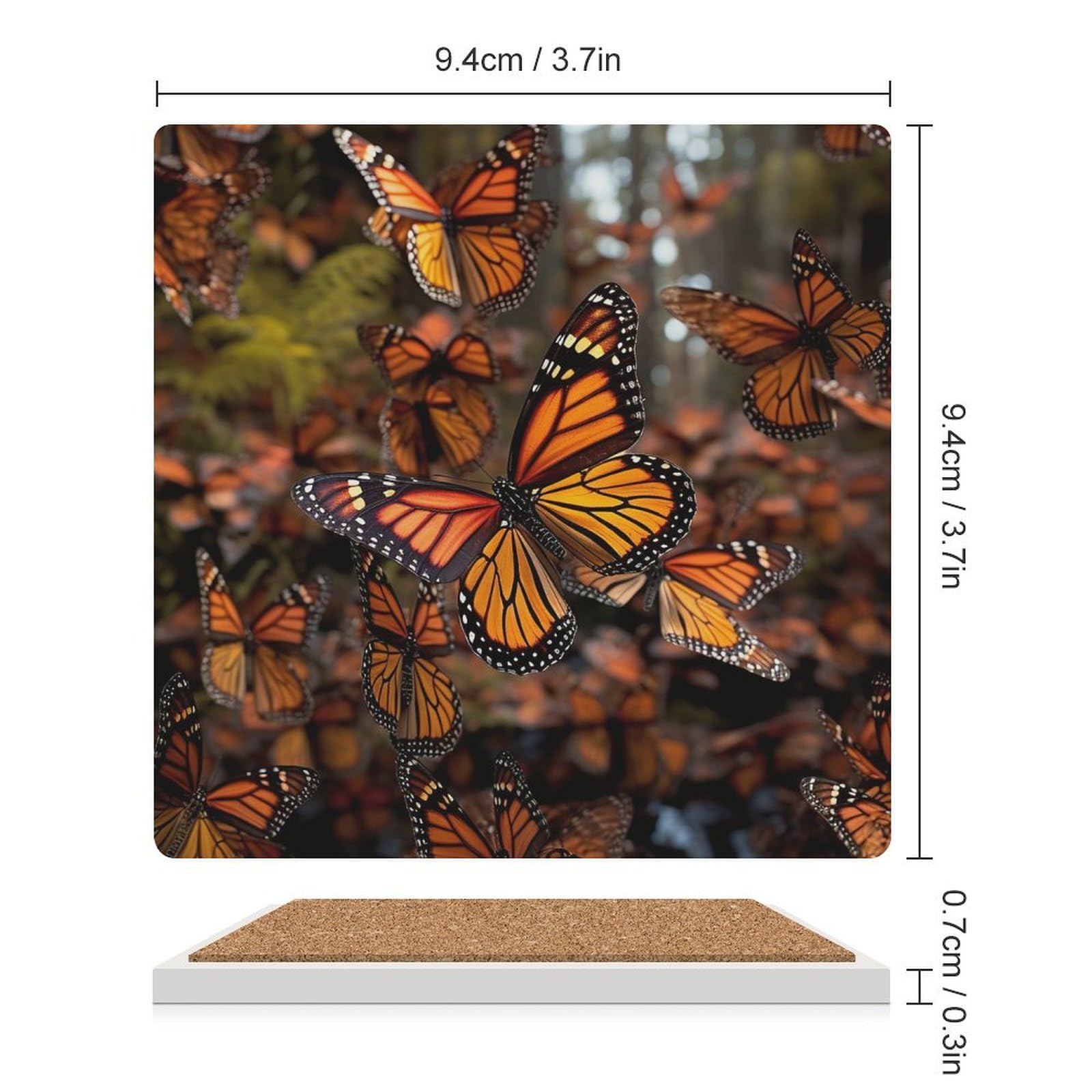 Posavasos para decoración de mesa, juego de 6 posavasos para mesa de café, reutilizables, con estampado de mariposas monarca para mesa de comedor y sala de estar