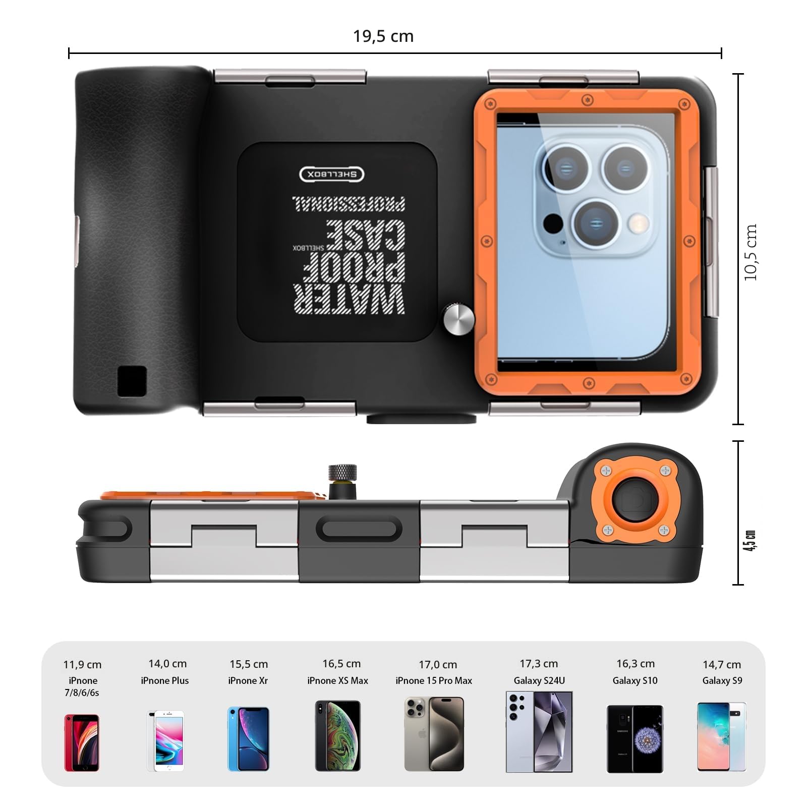 Shellbox Pochette Étanche Smartphone IPX8 Pochette Téléphone Étanche,Housse Étanche Smartphone Compatible for iPhone 17e 17 Pro 17 Air 17 Pro Max 16 15 14 13 Pro Max Samsung S26 S26 Plus S25 S24