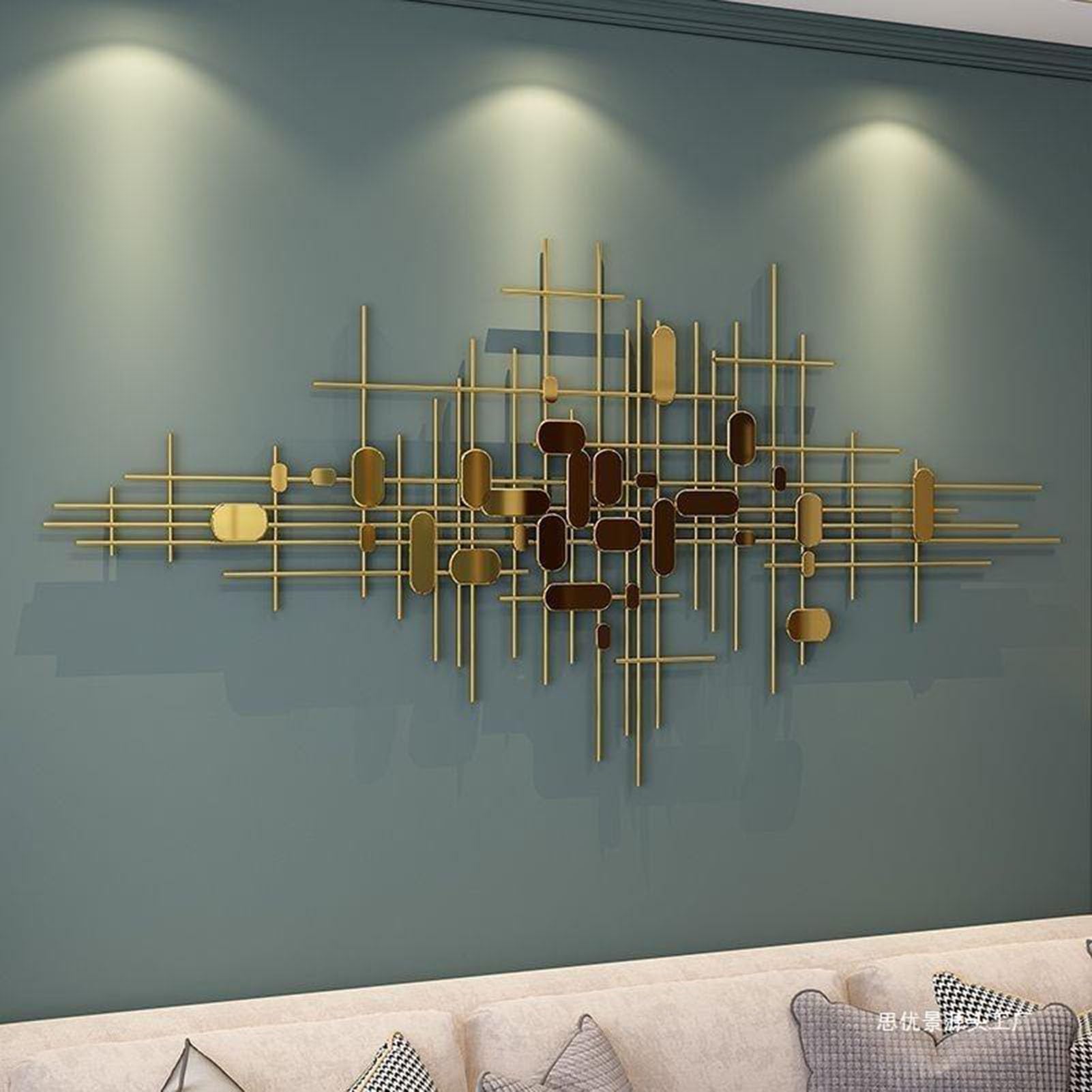 Gold Wanddekoration Für Wohnzimmer, Moderne Luxus Wandkunst 3D Metall Hängende Wand Skulptur, Hintergrundwand Ornament Für Schlafzimmer, Esszimmer, Attraktives Geschenk