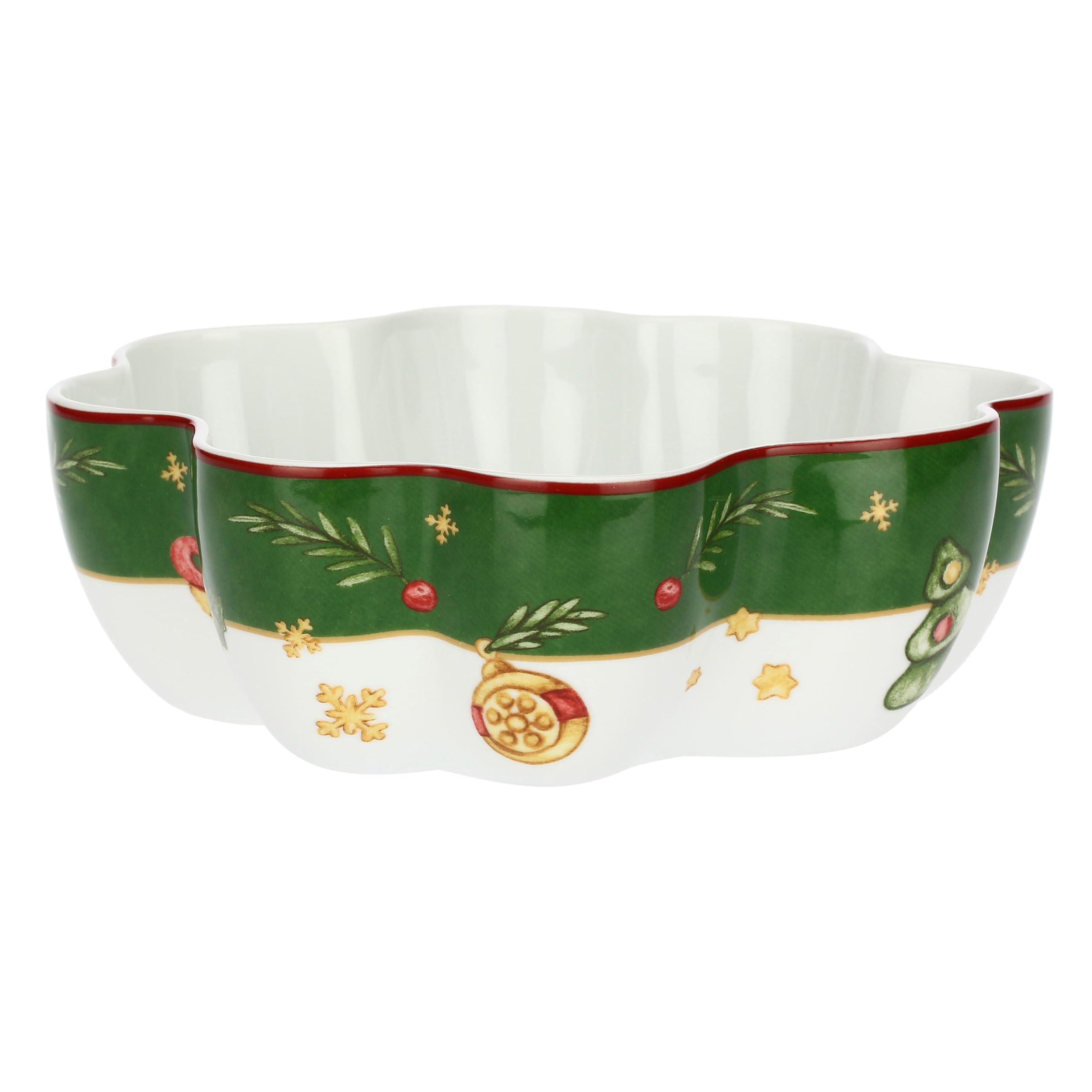 THUN, Clover Shaped Porcelain Bowl, Small Version, Christmas Surprises Collection, Collectible Bowl, Gift Idea for Christmas, Diameter 13 cm, 5 cm H