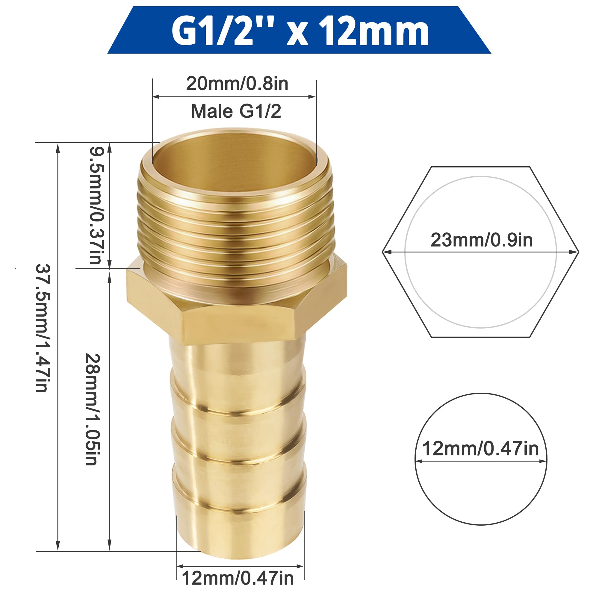 12 Connettori Tubo In Ottone 6mm X 1/2" - Per Acqua, Gas E Aria Con Fascette - Foto 4