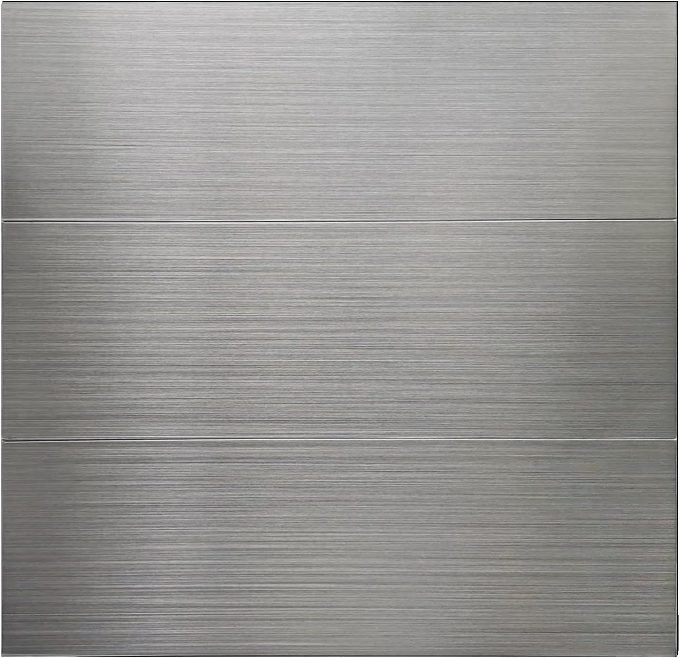 Crystiles 15-Pack 12x4" Brushed Aluminum Peel and Stick Backsplash Tiles - DIY Kitchen Bathroom Wall Panels