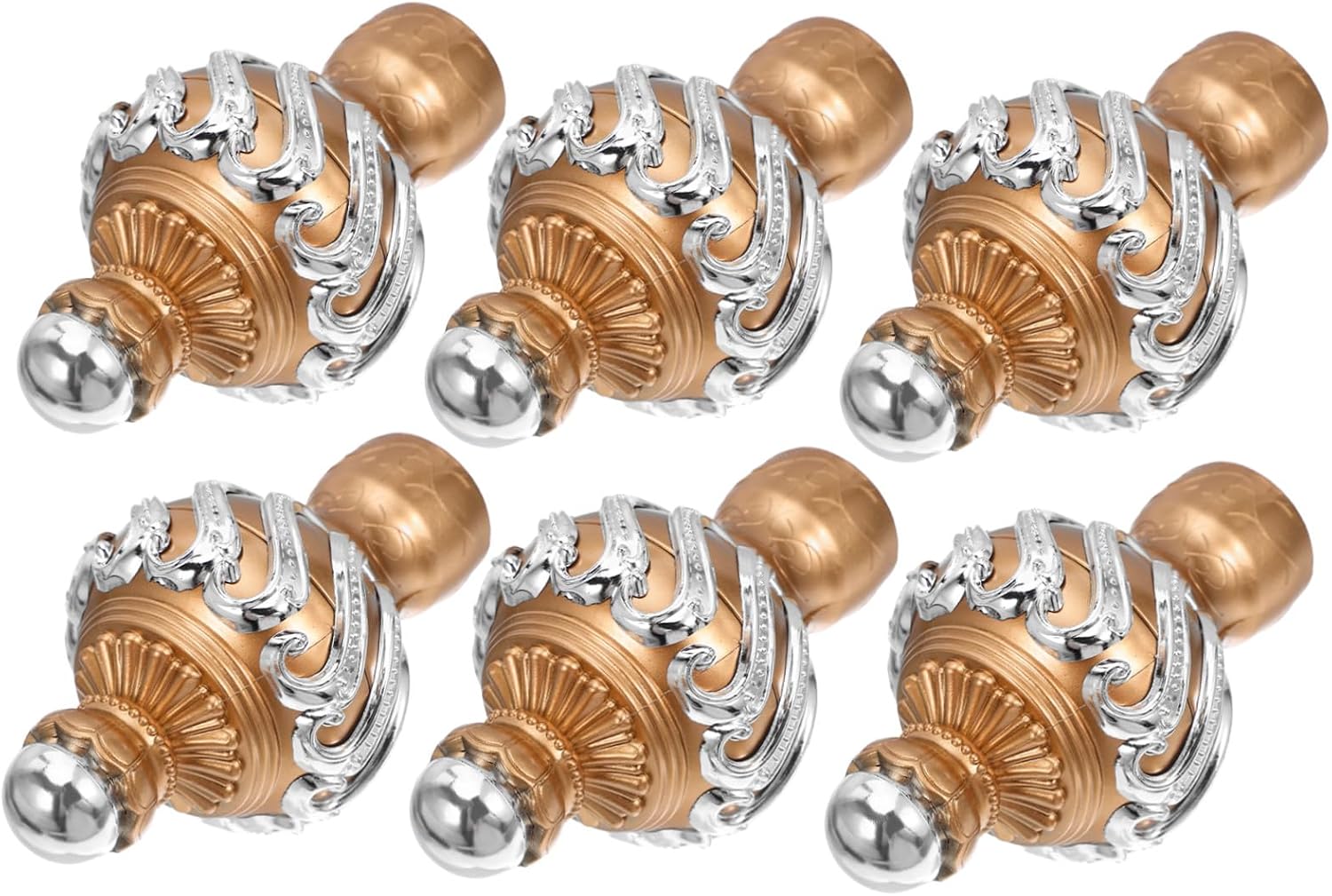 6pcs Window Curtain Rod End Caps Roman Style Decorative Finials for Drapery Rail Poles Fit Protective Rod Finials for Home Window Treatments