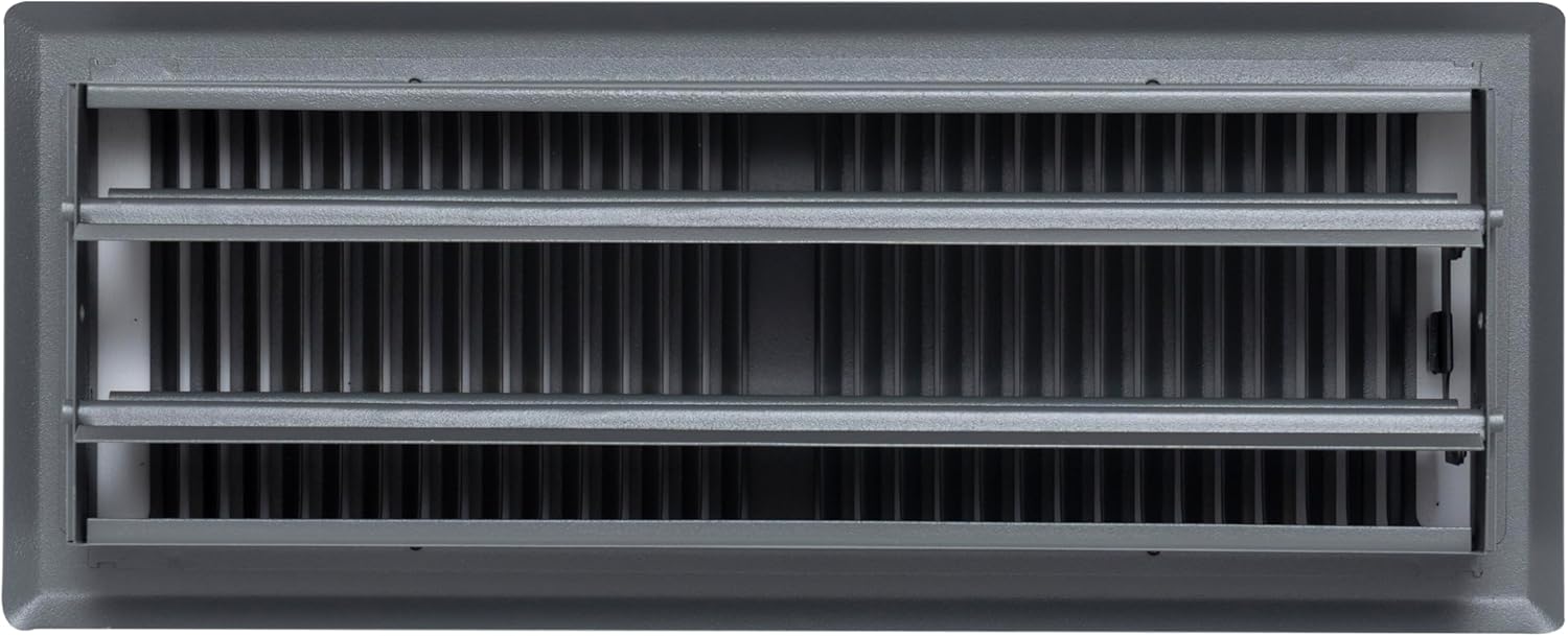[4 Pack] Fits 4x12 and 12x4 Duct Opening | Floor Register with Contemporary Louvered Design by Handua | Heavy Duty Walkable Design | Damper | Floor Vent | Easy to Adjust Air Supply Lever | Dark Gray