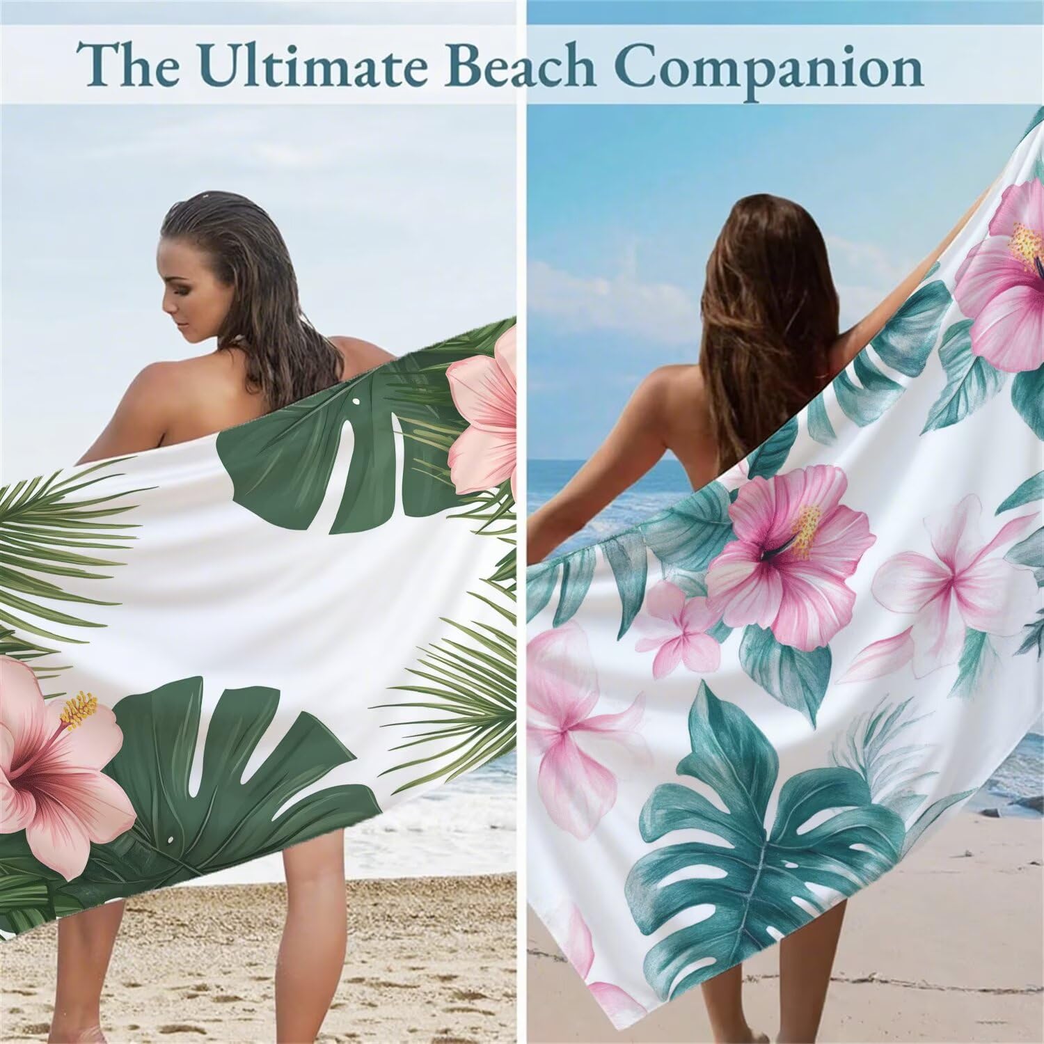 Vert Serviette de Plage 220x100cm Lot de 2, Usine Serviette Microfibre Ultra Absorbantes Séchage Rapide Anti Sable Léger Transport Compacte Drap de Plage pour Piscine Voyages Femme et Homme, Model603