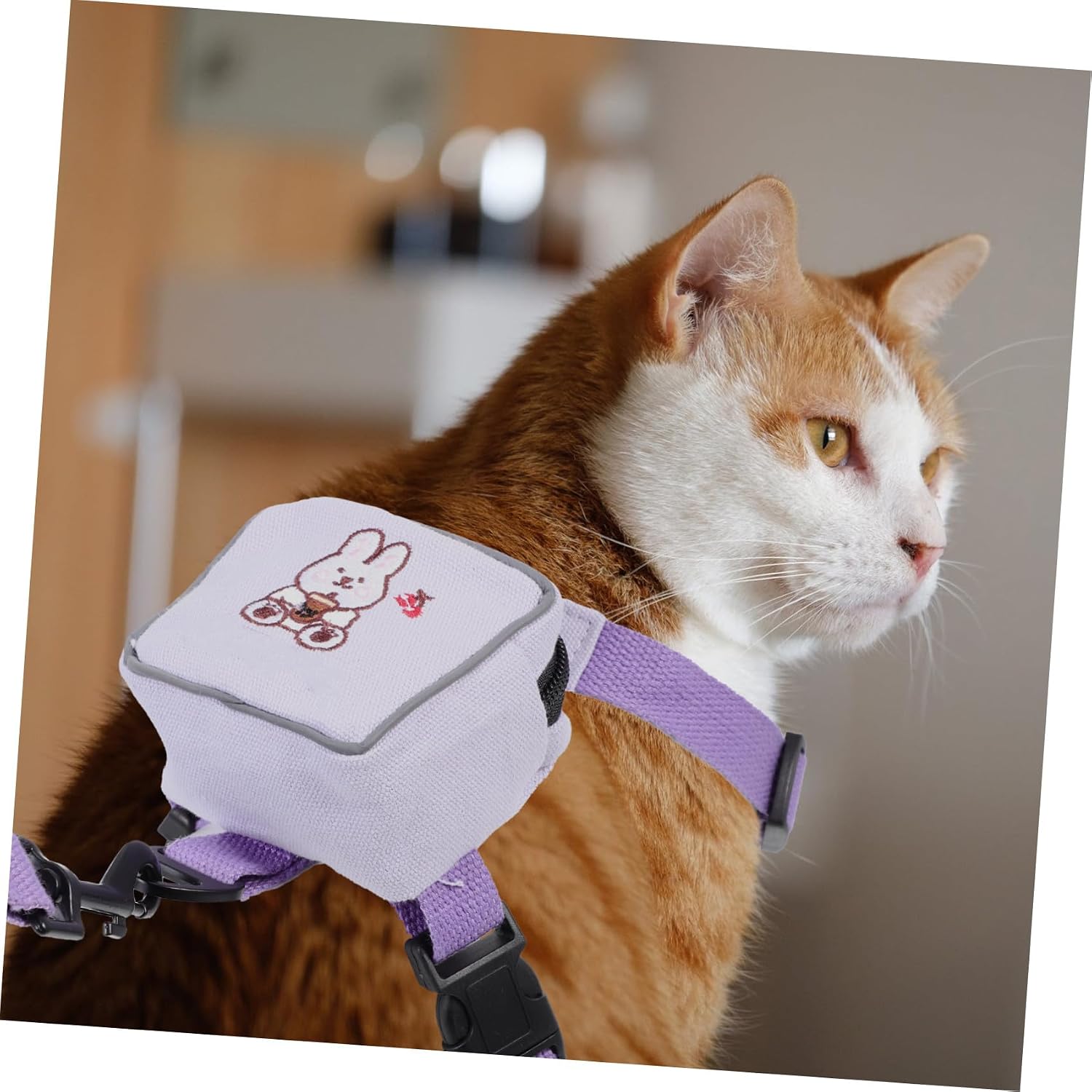 SEWACC Kitten Backpack Harness with Leash Purple Polyester Vest Harness S for Small Cats 3-7 Lbs for Pet Cats and Puppies