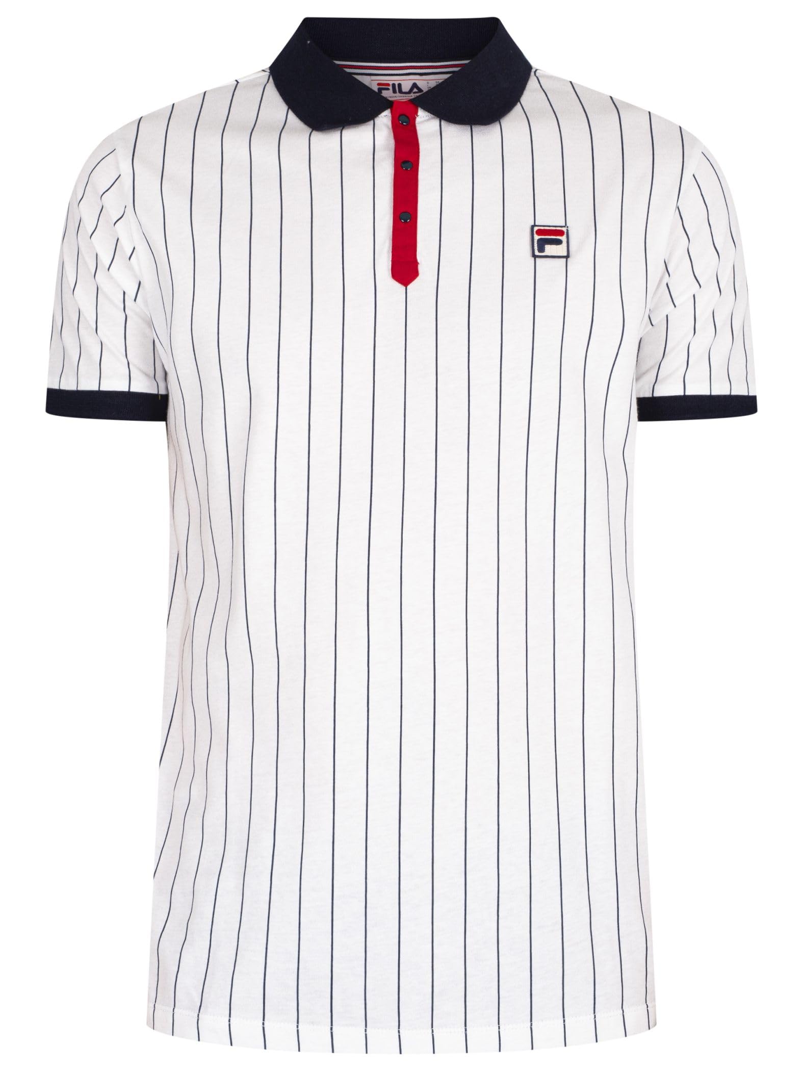 FILA Uomo Polo Classica A Righe Vintage, Navy/Red