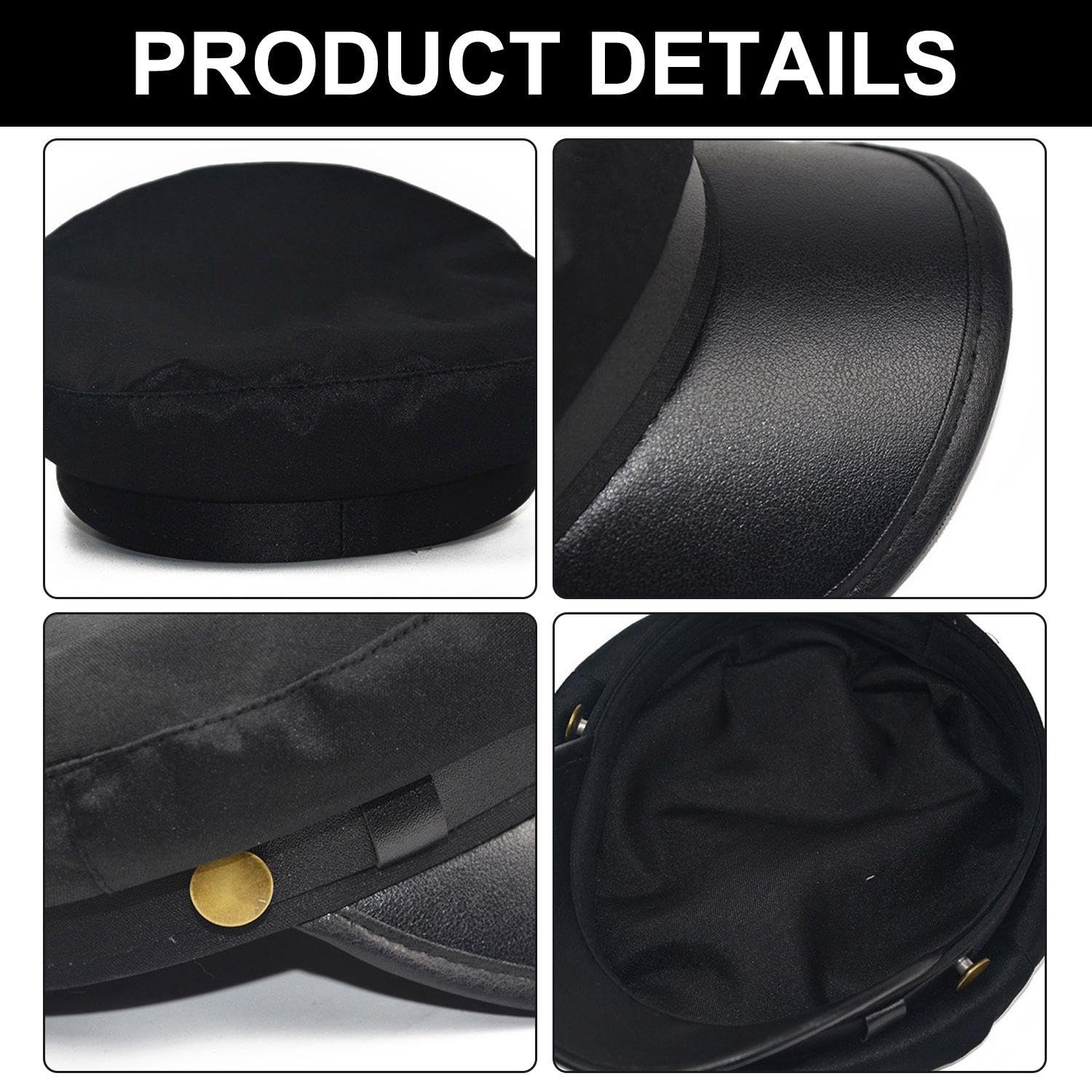 2 Pieces Flat Driver Cap Set - Black Simple Retro Hat for Cosplay and Driver Clothing Supplies Accessories - Image 3