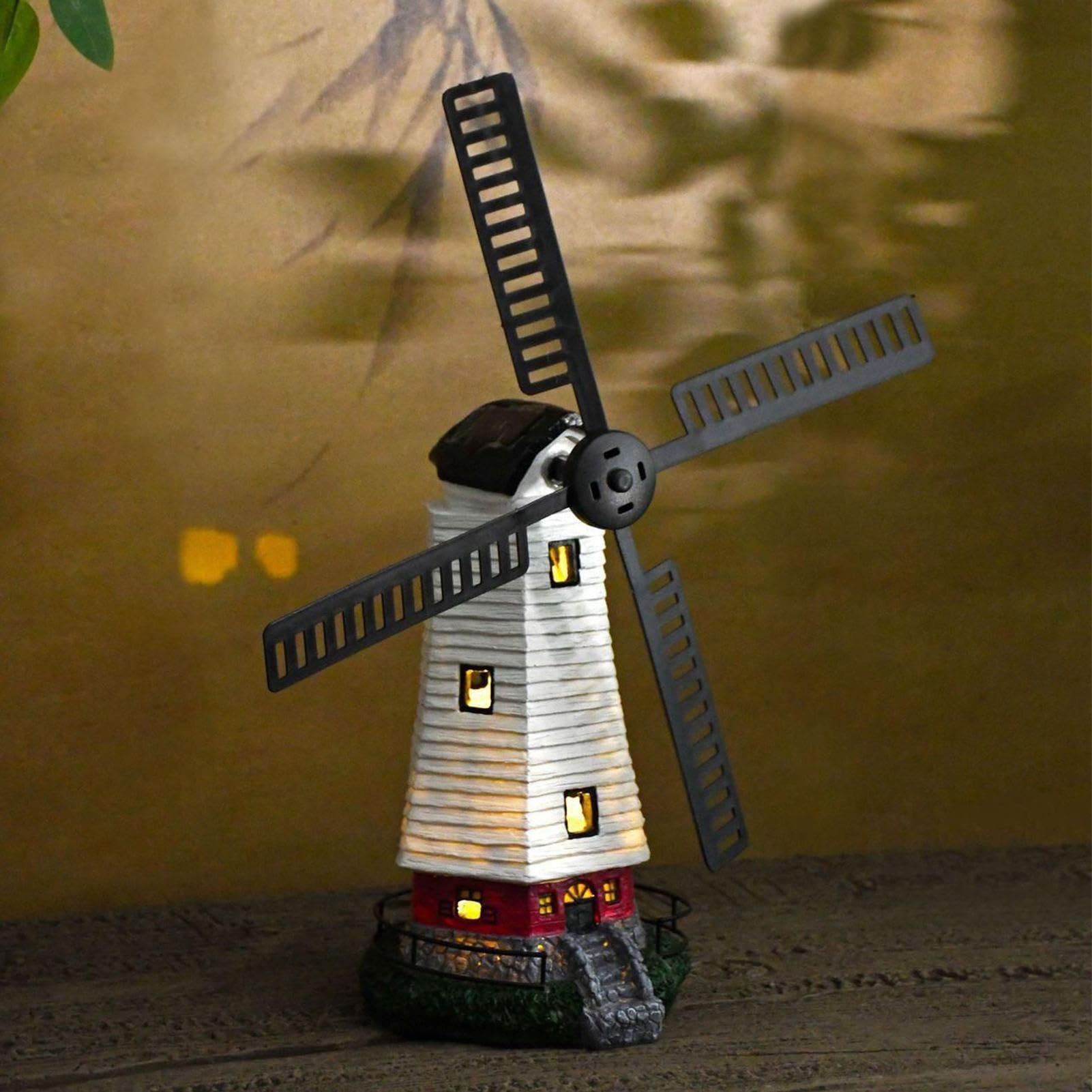 Casa De Luz Exterior Escultura Decorativa Solar LED Molino De Viento
