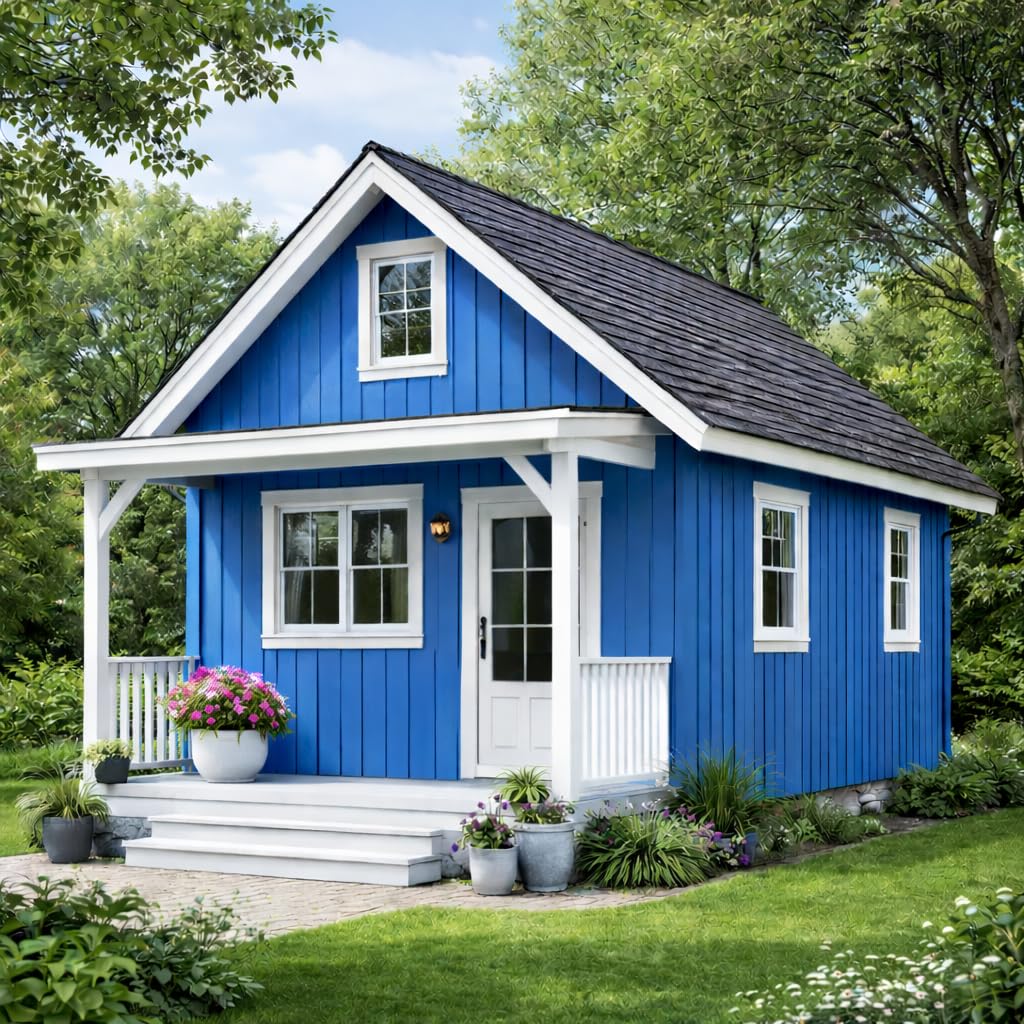 Schwedenfarbe Holzfarbe Außen Wetterfest – Holzschutzfarbe für Fassade, Gartenhaus, Zaun & Scheune – Diffusionsoffen & Nachhaltig Wetterschutzfarbe, Größe: 1L, Farbe: Schweden blau