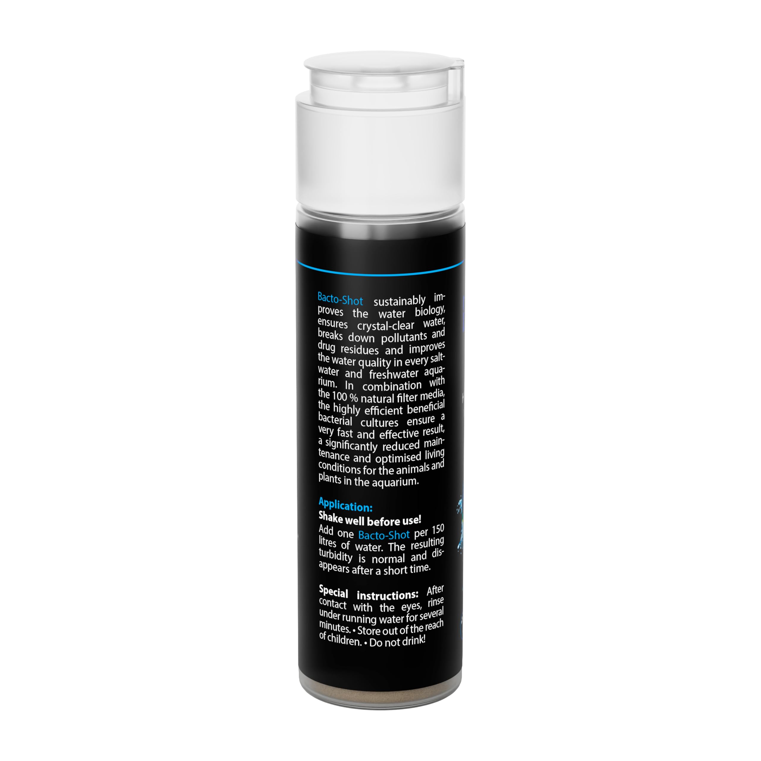 Batteri acquario 50 ml – ARKA Bacto-Shot – acqua chiara in 24 h – batteri filtranti e pulenti vivi – riduce nitriti e torbidità – con supporto naturale – per dolce, marino, gamberetti e coralli