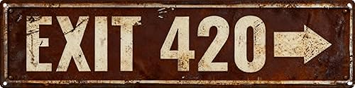 Vintage Tin Exit 420 Sign Retro Metal Sign Suitable For Home Street Shop Garage Bar Farm Garden - Multi-Purpose For IndoorOutdoor Use Plaque 4x16